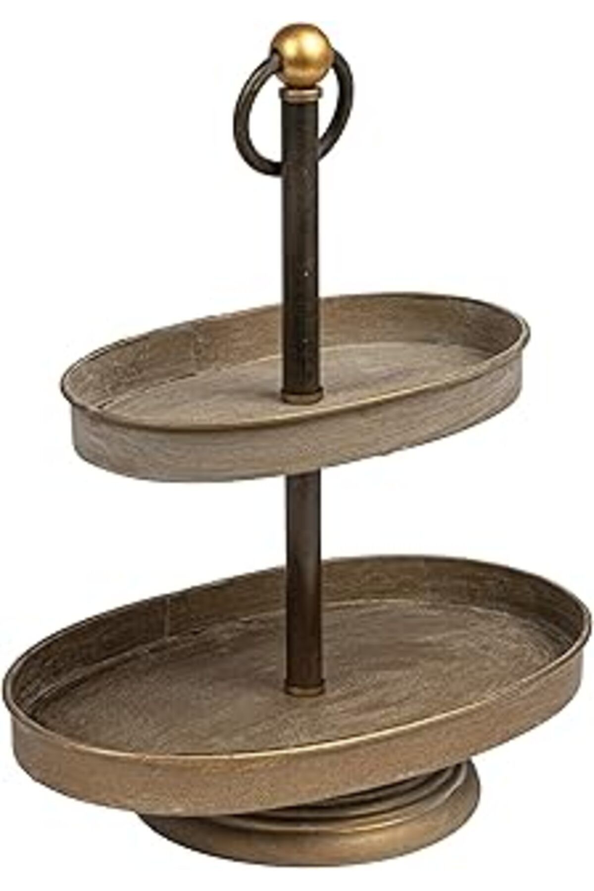 Mu Art Creative Co-Op Decorative Metal Oval Two Tier Tray With Zinc