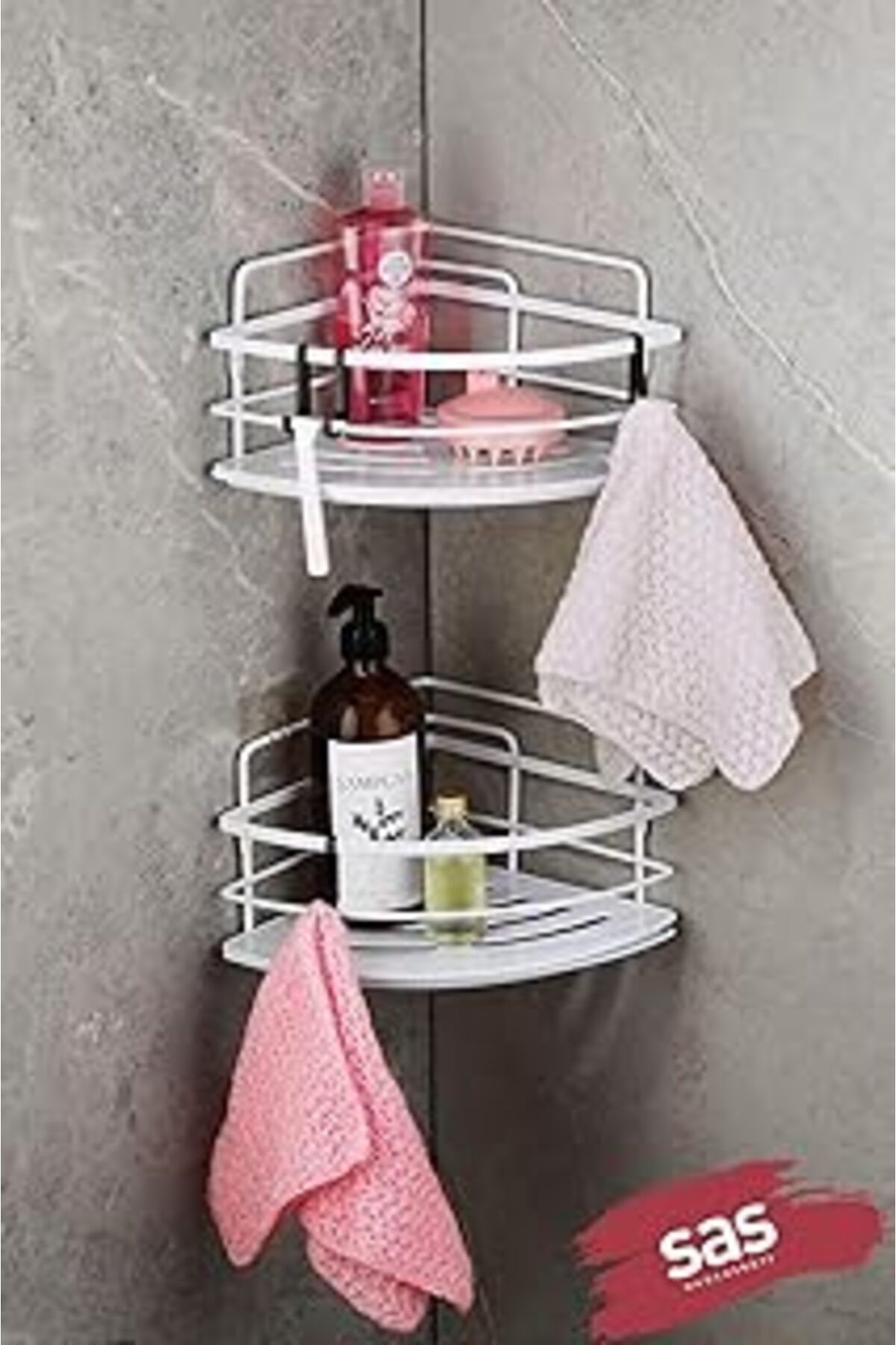 Hepta Collection Yapışkanlı Ömür Boyu Paslanmaz Kristal Ayarlanabilir Raf Banyo Düzenleyici Şampuanlık 2 Ad