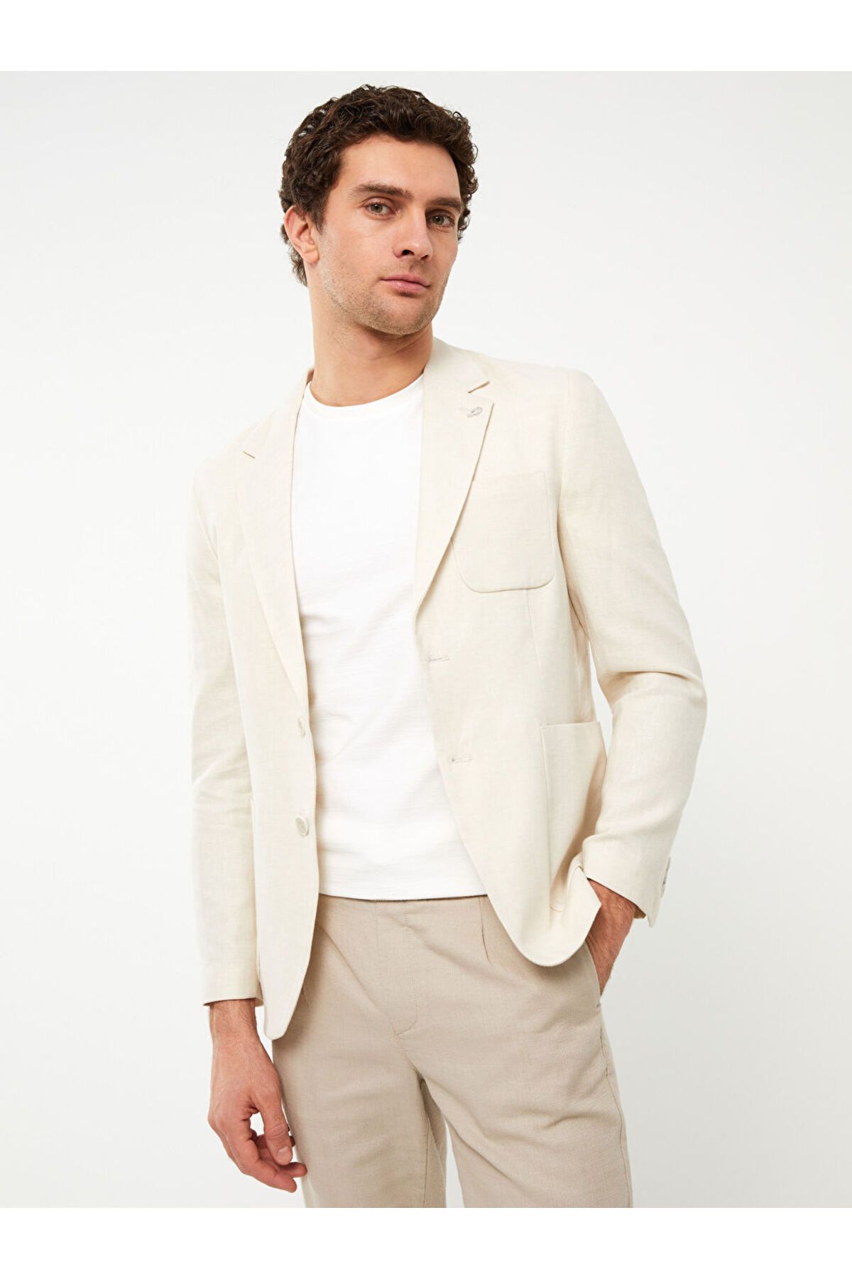 LC Waikiki LCW Dar Kalıp Keten Karışımlı Erkek Blazer Ceket