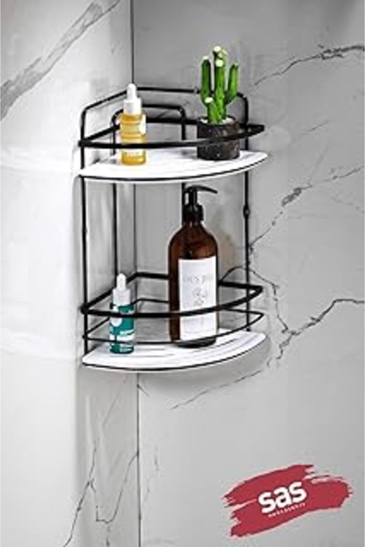 Mu Art Sas Haus Yapışkanlı Ömür Boyu Paslanmaz Kristal Ayarlanabilir Raf Banyo Düzenleyici Şampuanlık Lk-0
