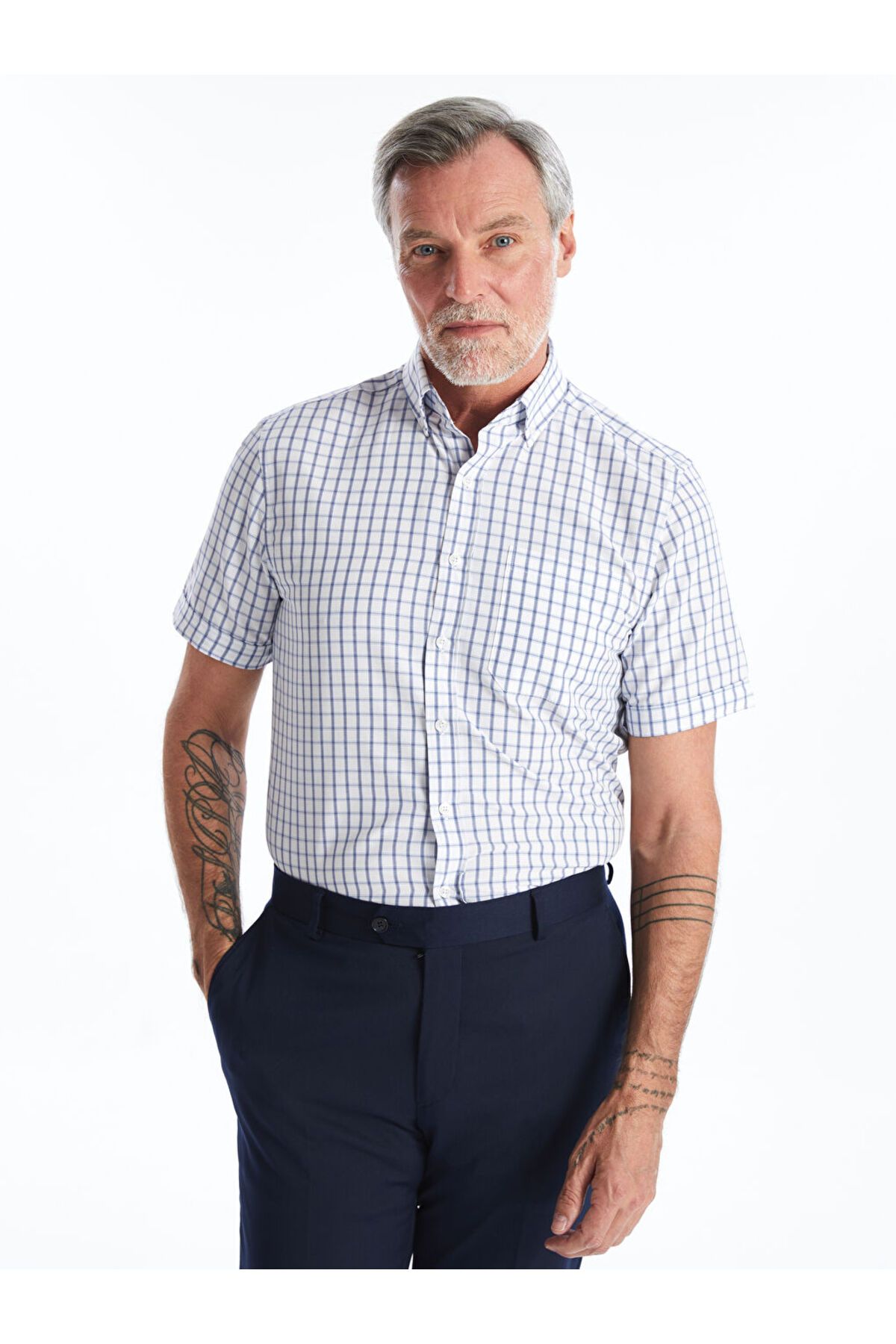 LC Waikiki LCW Regular Fit Kısa Kollu Ekose Poplin Erkek Gömlek