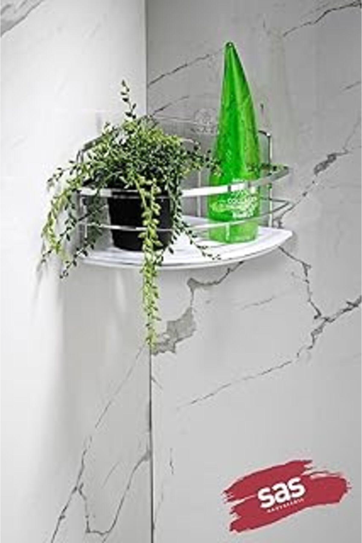 Mu Art Sas Haus Yapışkanlı Ömür Boyu Paslanmaz Kristal Ayarlanabilir Raf Banyo Düzenleyici Şampuanlık Lk-0