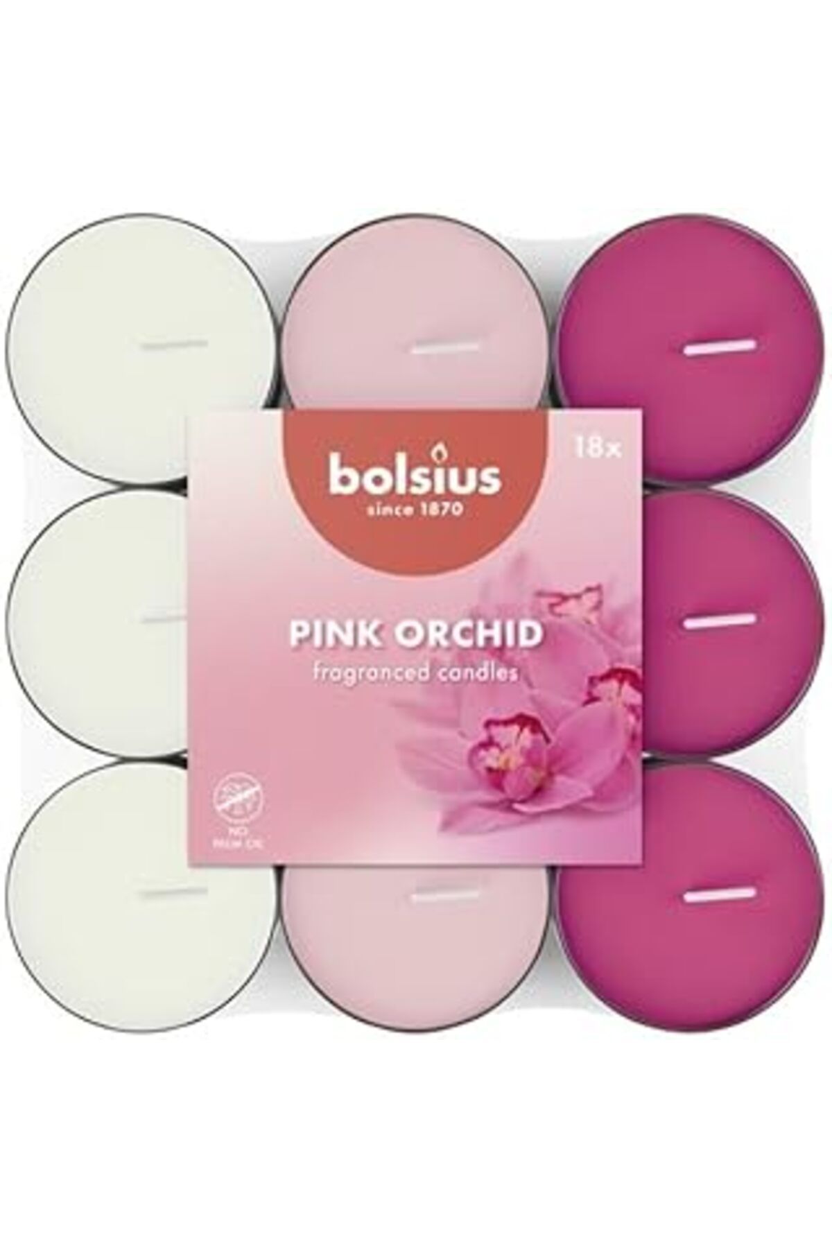 NETWORK ART Bolsius Kokulu Tealight Mum, Orkide Kokulu, Karışık Renkli, 18'Li Paket, 3,5 Saatlik Yanma Süresi -