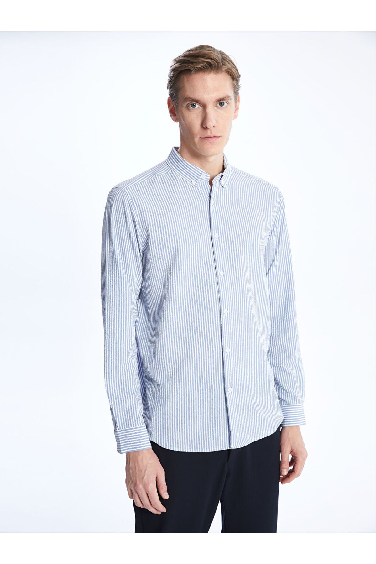 LC Waikiki LCW Slim Fit Uzun Kollu Çizgili Erkek Gömlek