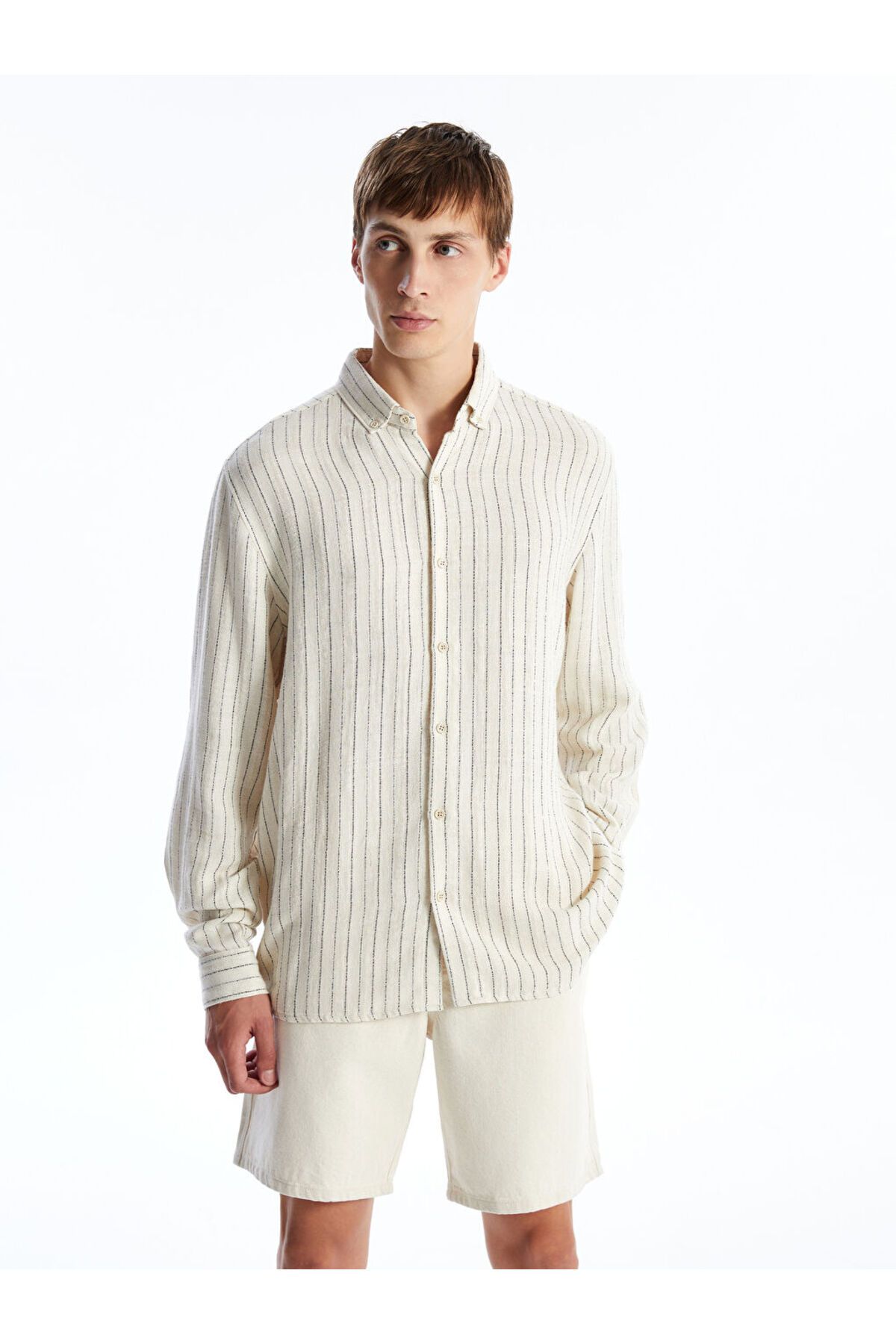 LC Waikiki LCW Regular Fit Uzun Kollu Çizgili Erkek Gömlek