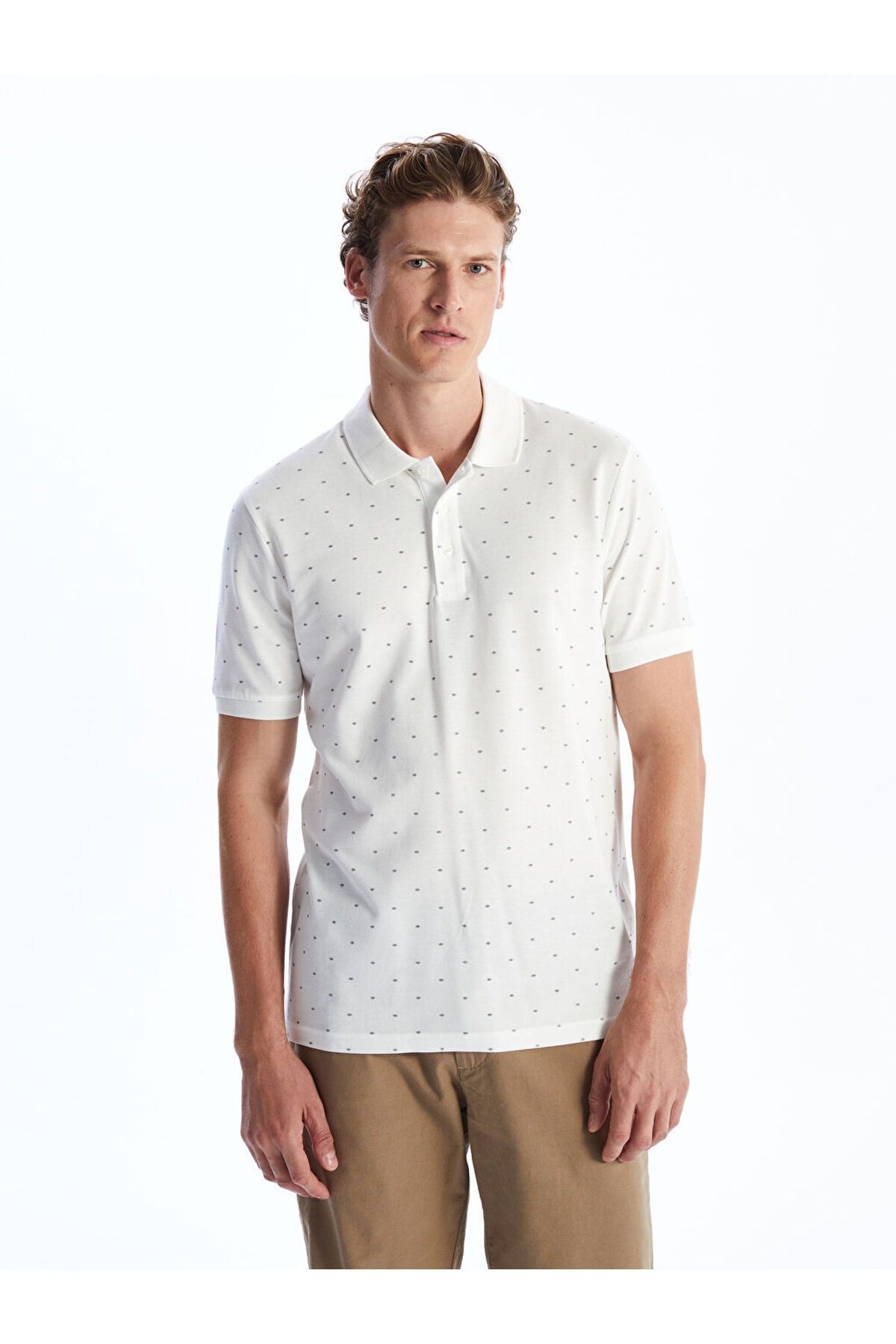 LC Waikiki Yeni Sezon Polo Yaka Kisa Kollu Desenli Pike Erkek Tisort - S4OB26Z8