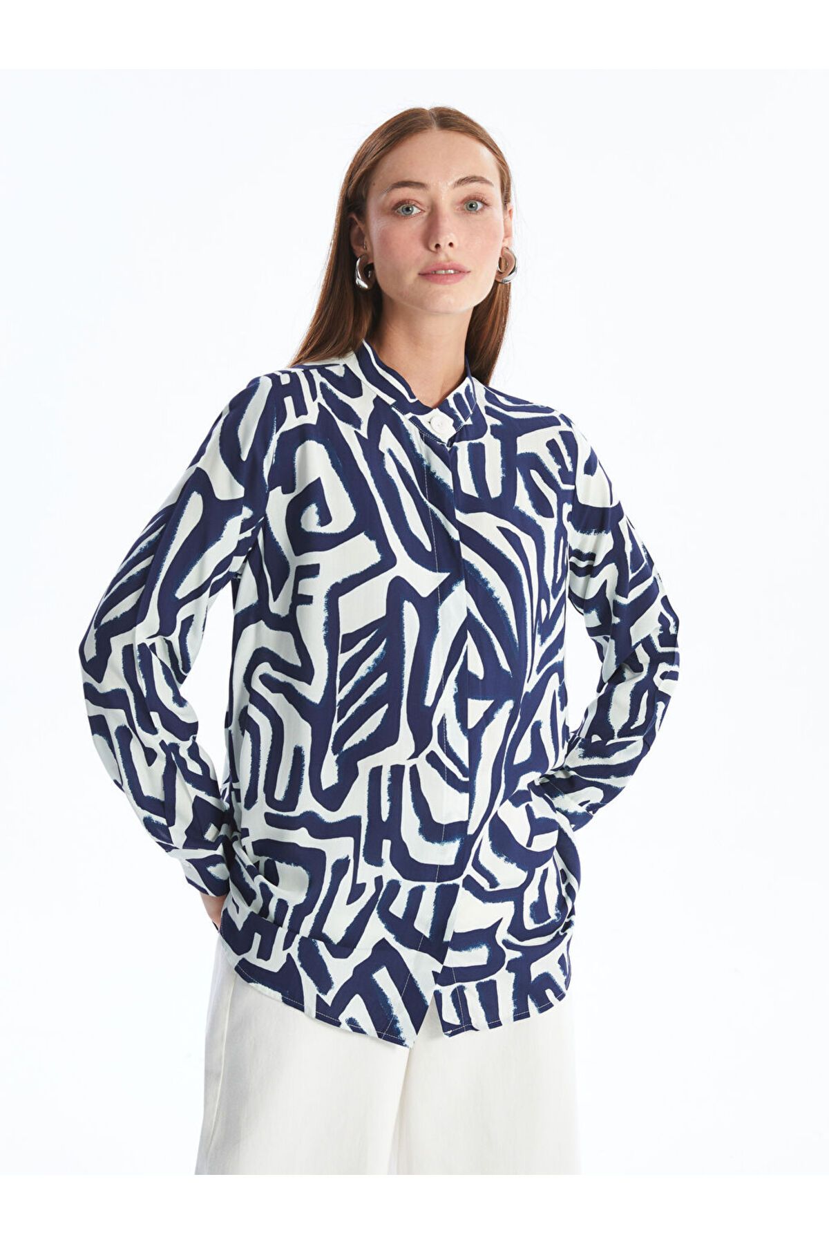 LC Waikiki Yeni Sezon Hakim Yaka Desenli Kadin Gomlek Tunik - S4JJ19Z8