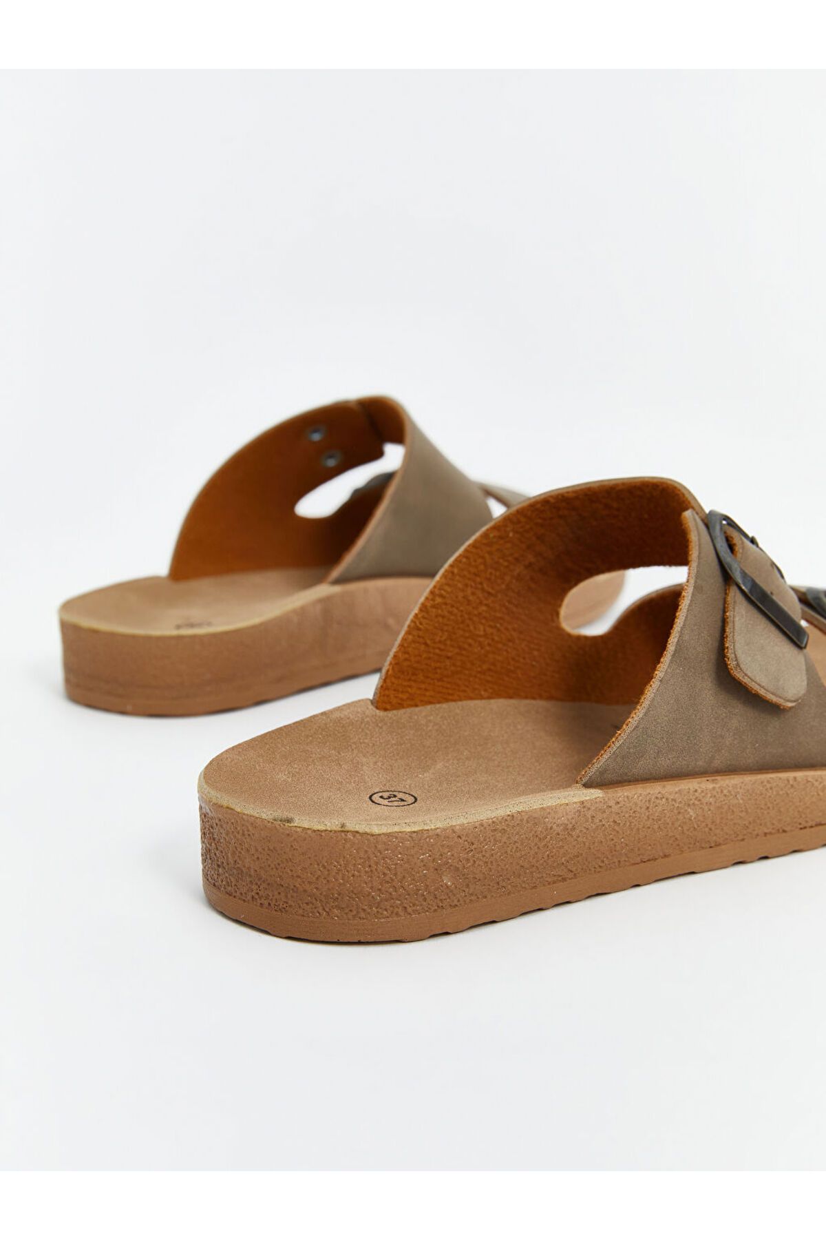 LC Waikiki-LCW STEPS Καφέ Διπλές Ριγέ Κοριτσίστικες Παντόφλες 5