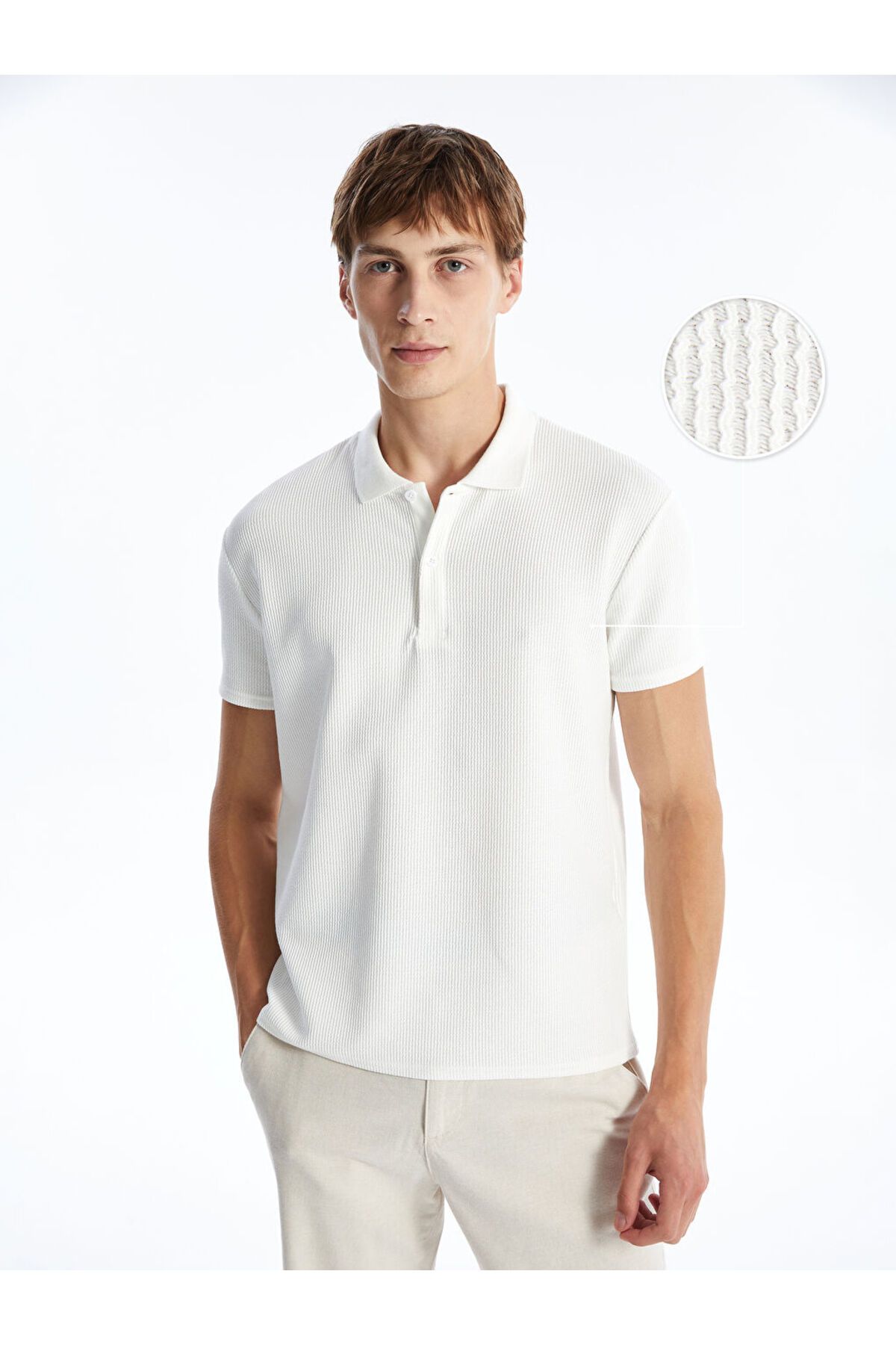 LC Waikiki Yeni Sezon Polo Yaka Kisa Kollu Erkek Dokulu Tisort - S4MT25Z8
