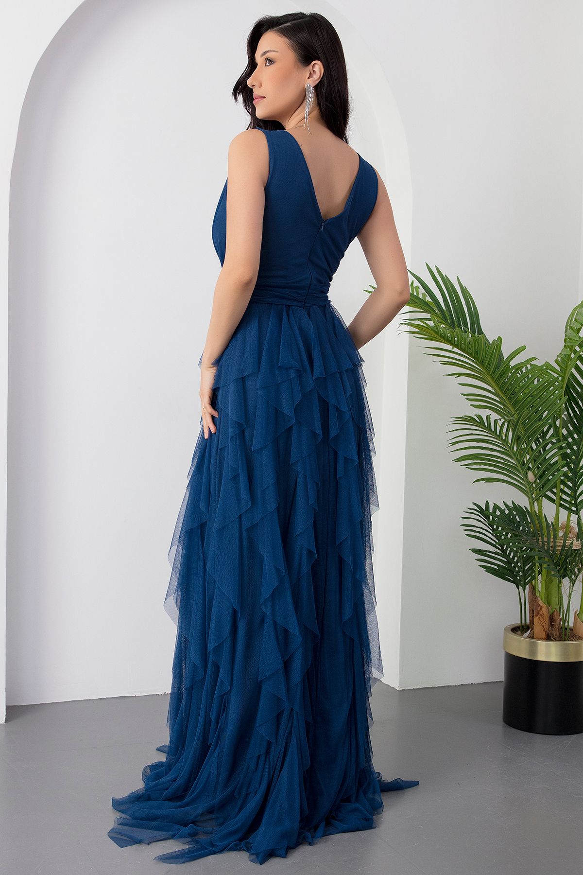 PULLIMM-13360 Rochie de seara lunga cu volane dublu 7