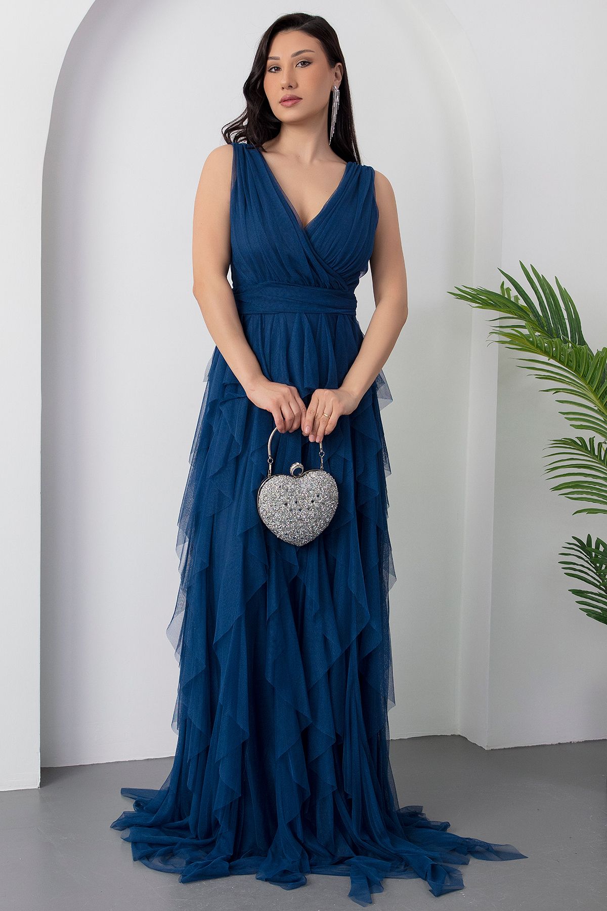 PULLIMM-13360 Rochie de seara lunga cu volane dublu 5