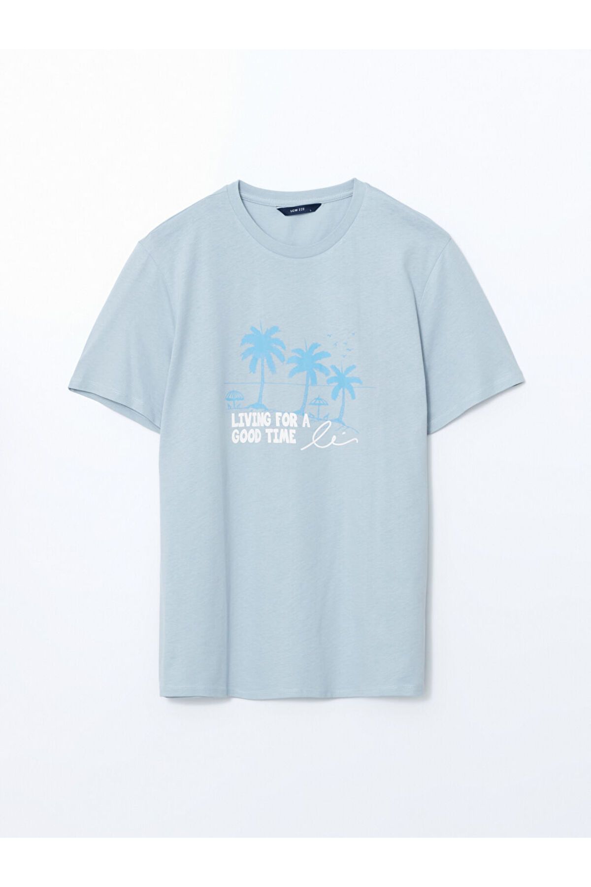 LC Waikiki Yeni Sezon Bisiklet Yaka Kisa Kollu Baskili Penye Erkek Tisort - S5K431Z8