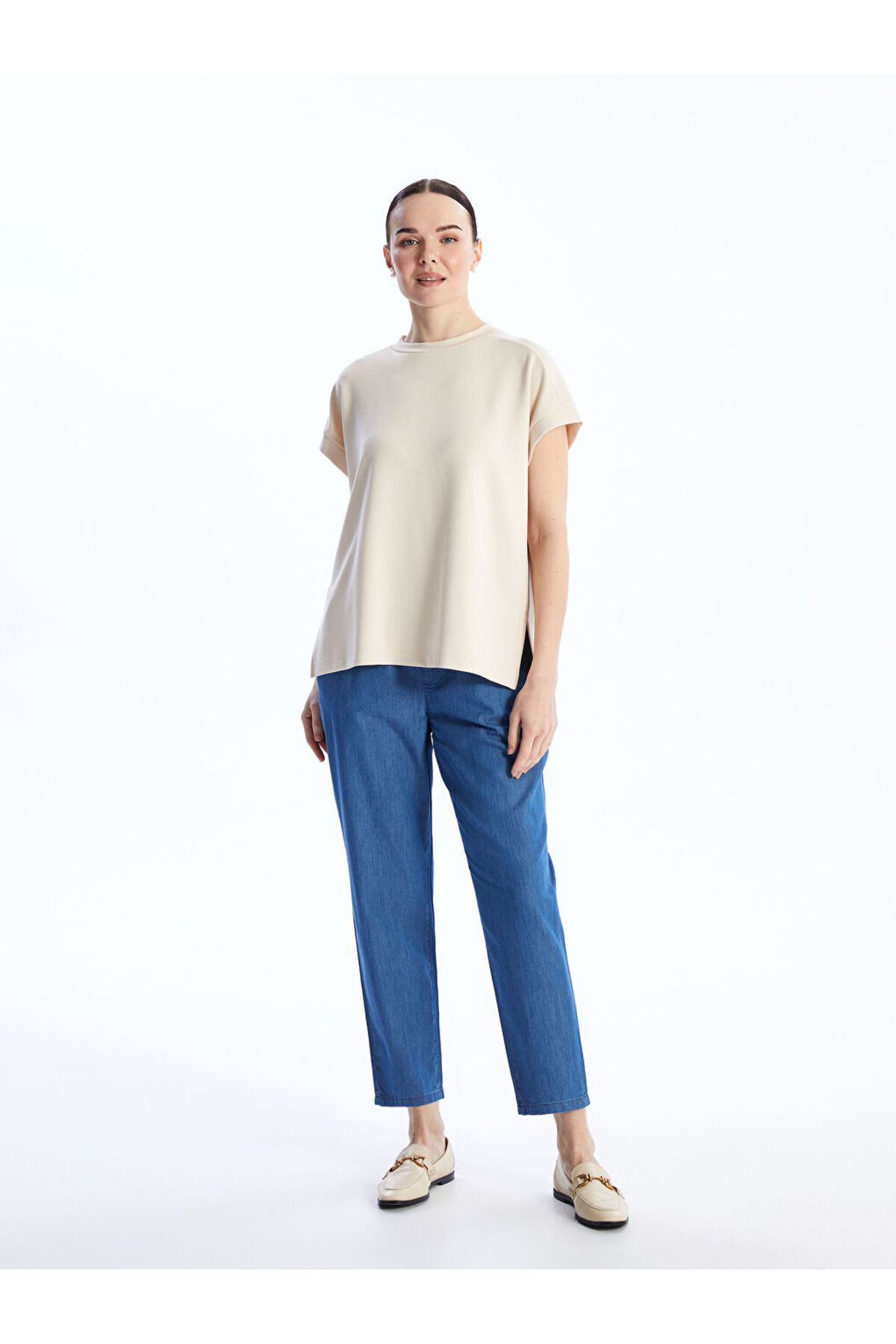 LC Waikiki Beli Lastikli Straight Fit Kadın Jean Pantolon