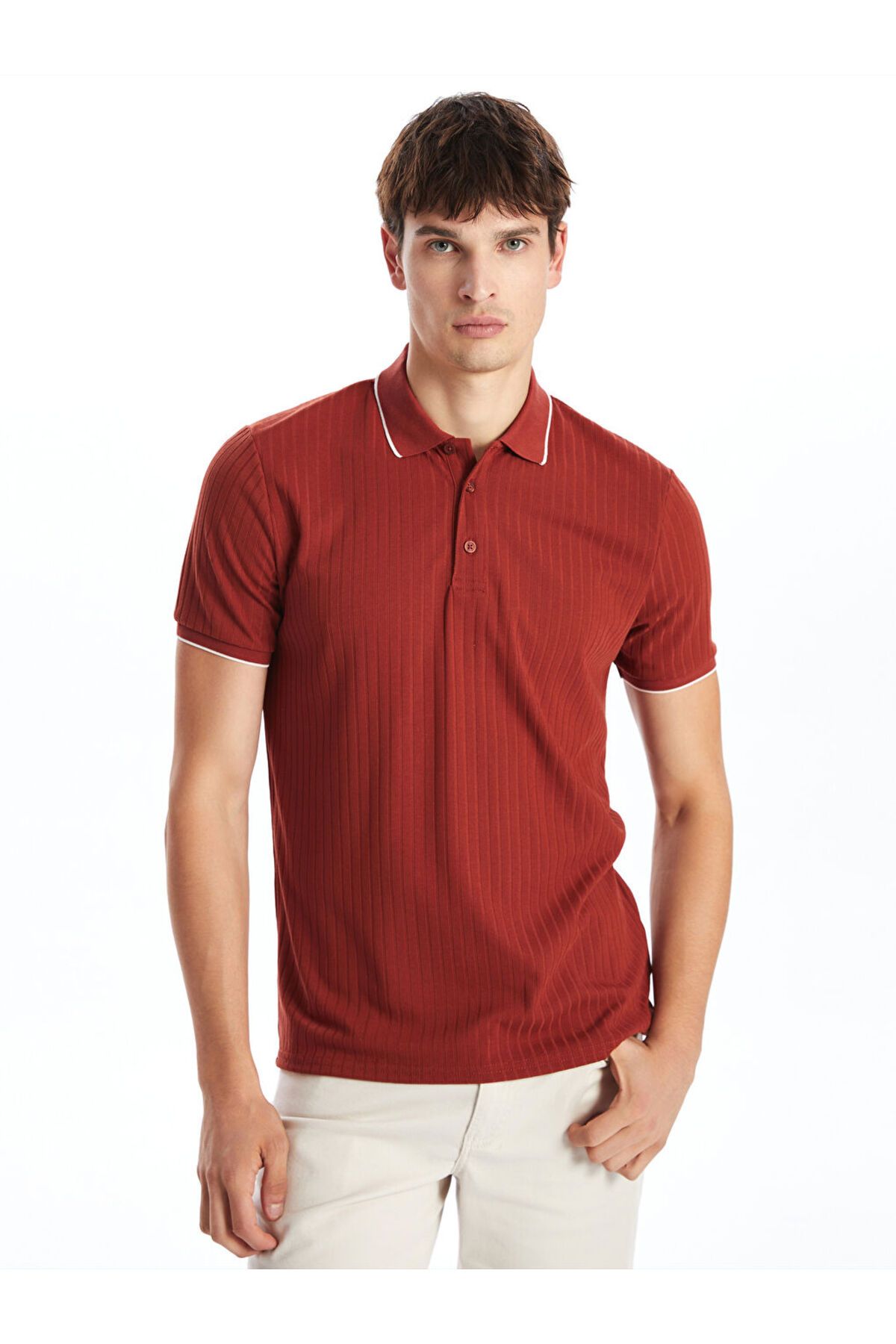 LC Waikiki Yeni Sezon Polo Yaka Kisa Kollu Erkek Dokulu Tisort - S4O746Z8