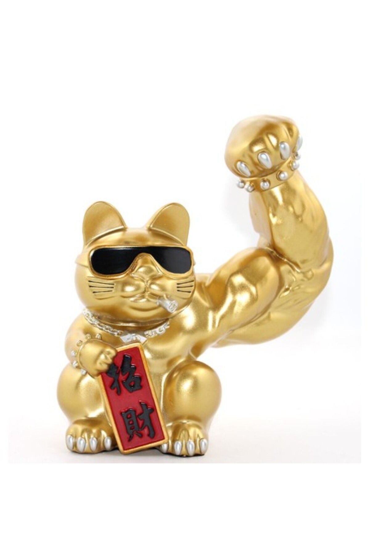 Mu Art Ahşap Polyester Şanslı Kedi Figürü Model 2
