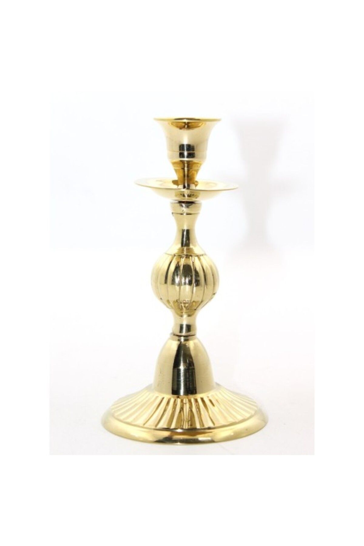 Mu Art Ahşap Tekli Pirinç Şamdan Model 3