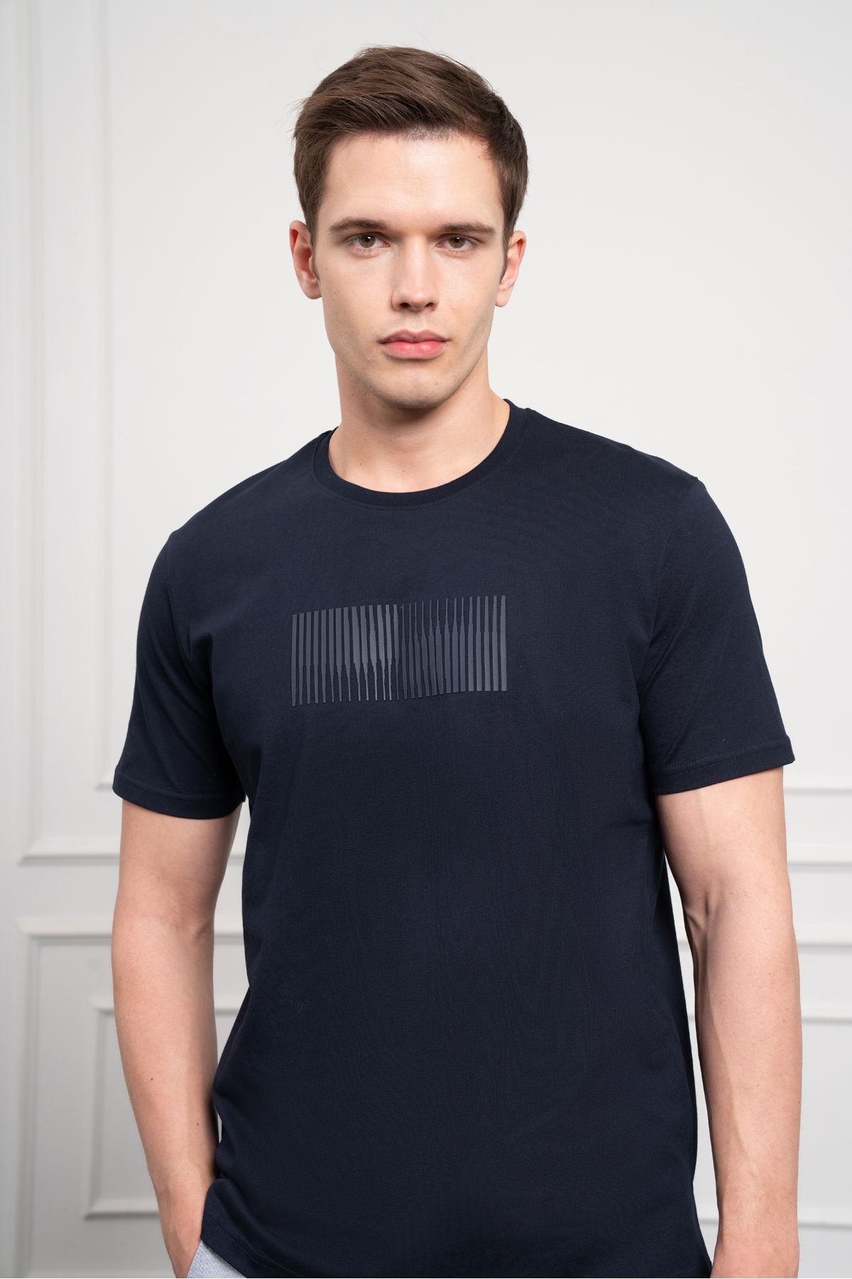 Morven-Tricou pentru bărbați, albastru bleumarin, din bumbac, cu croiala dinamică 5