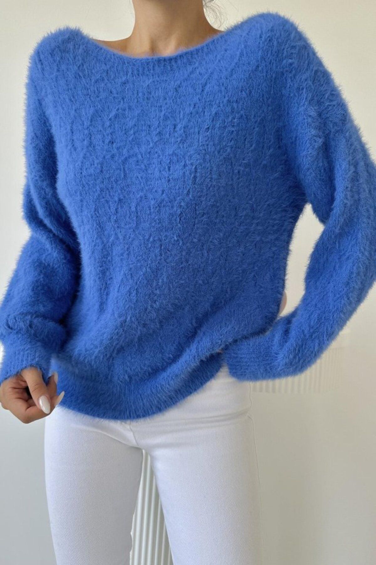 hepimiz alalım-Blue Baklava Patterned Knitting Sweater 2