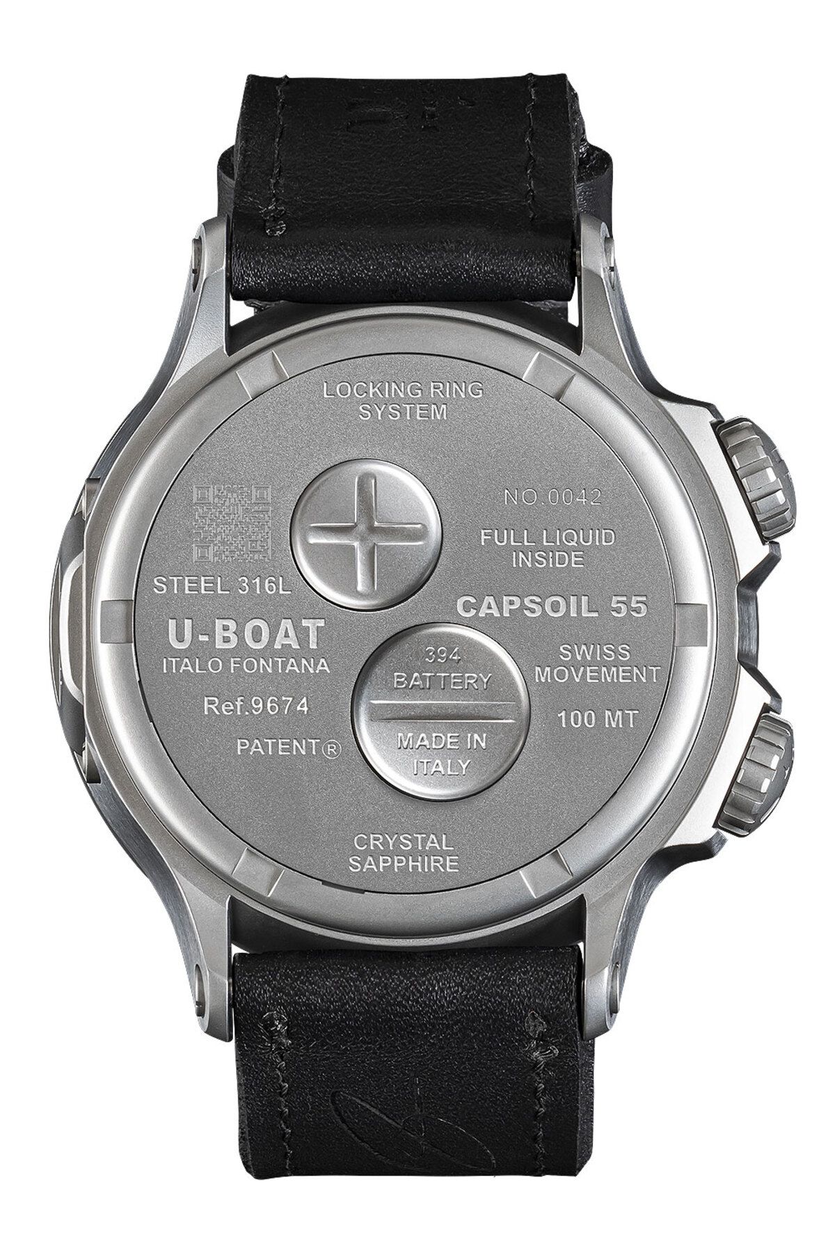 U-BOAT-9674 Capsoil Doppiotempo SS GMT Mens Watch 55mm 10ATM 5