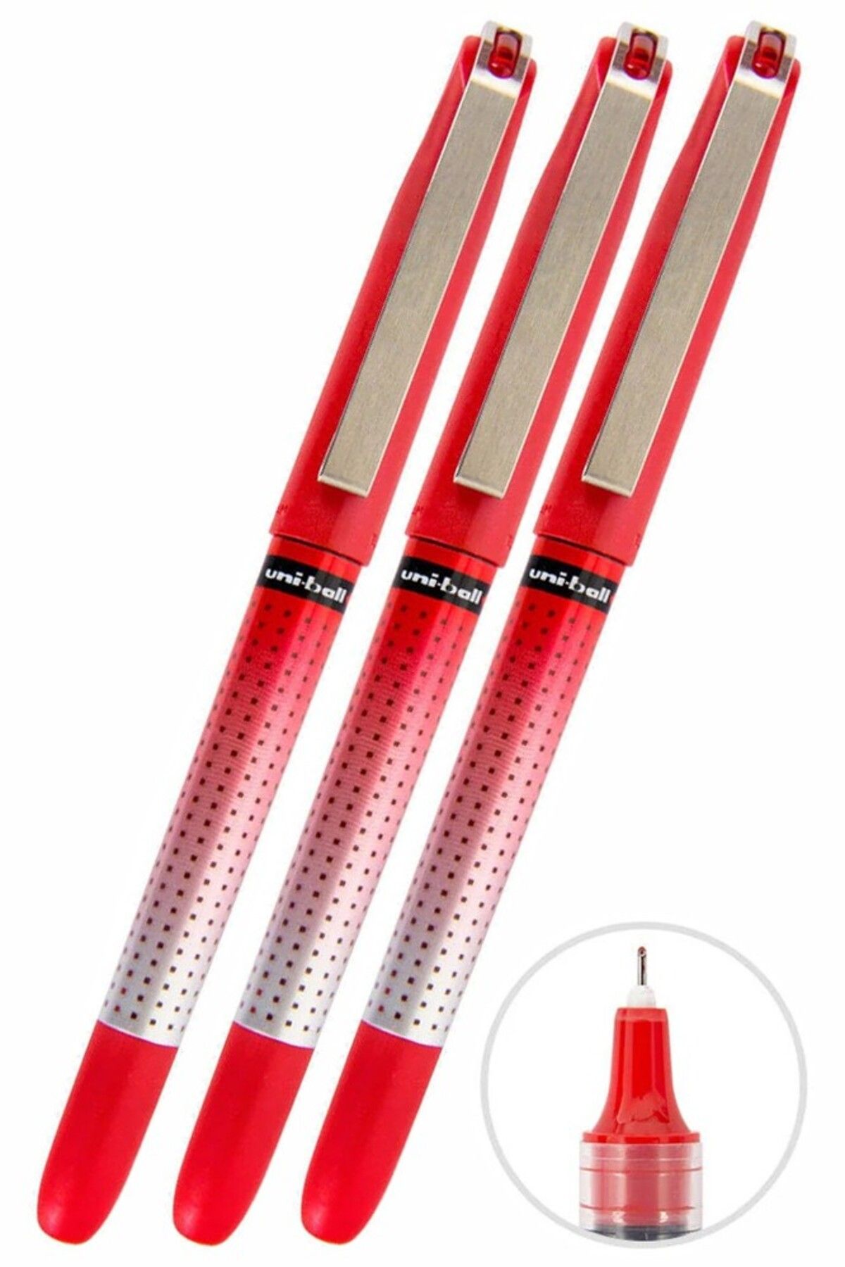 Artlantis Kırmızı Pilot Kalem 3 Adet Uniball Eye Needle 0.5 mm İğne Uçlu Pilot Kalem Ub-185 S İğne Uçlu Likit