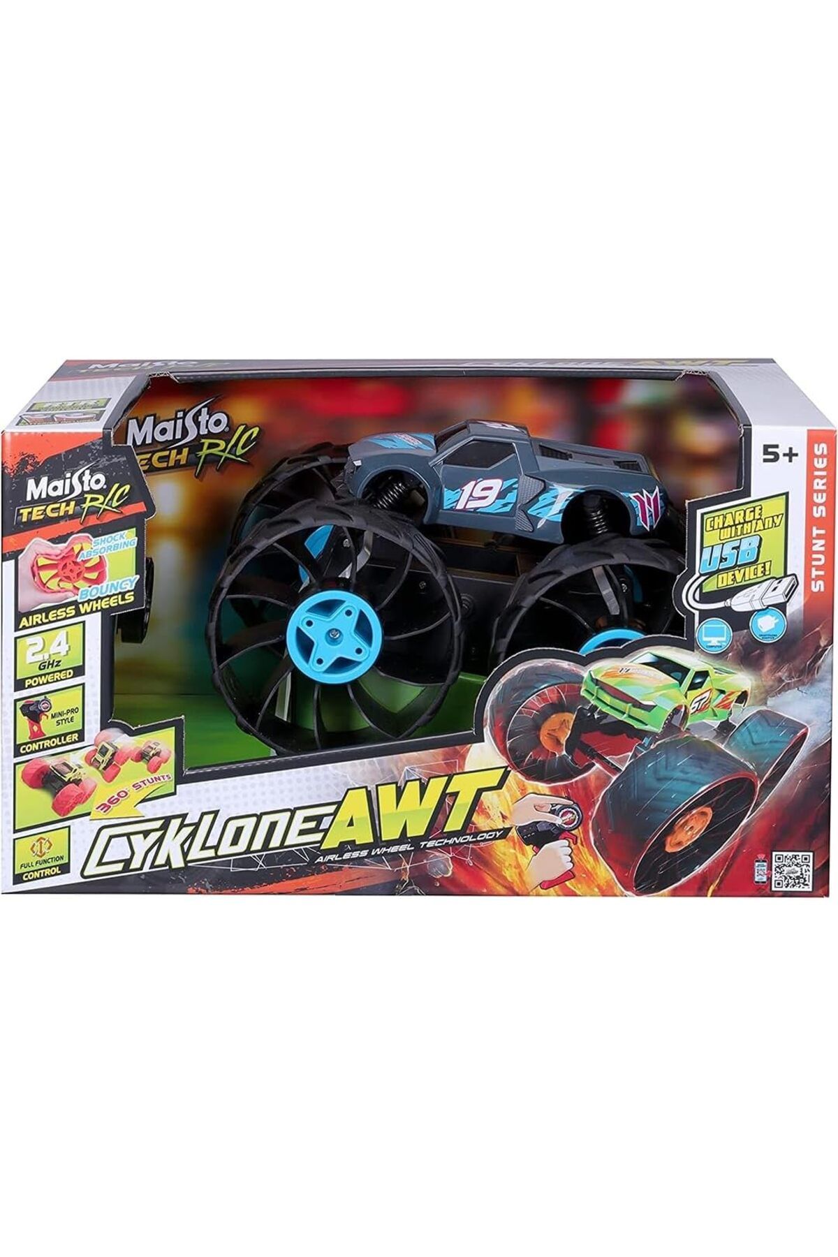 Maisto-2.4GHz Cyklone AWT Remote Control Car, Yellow/Orange 3