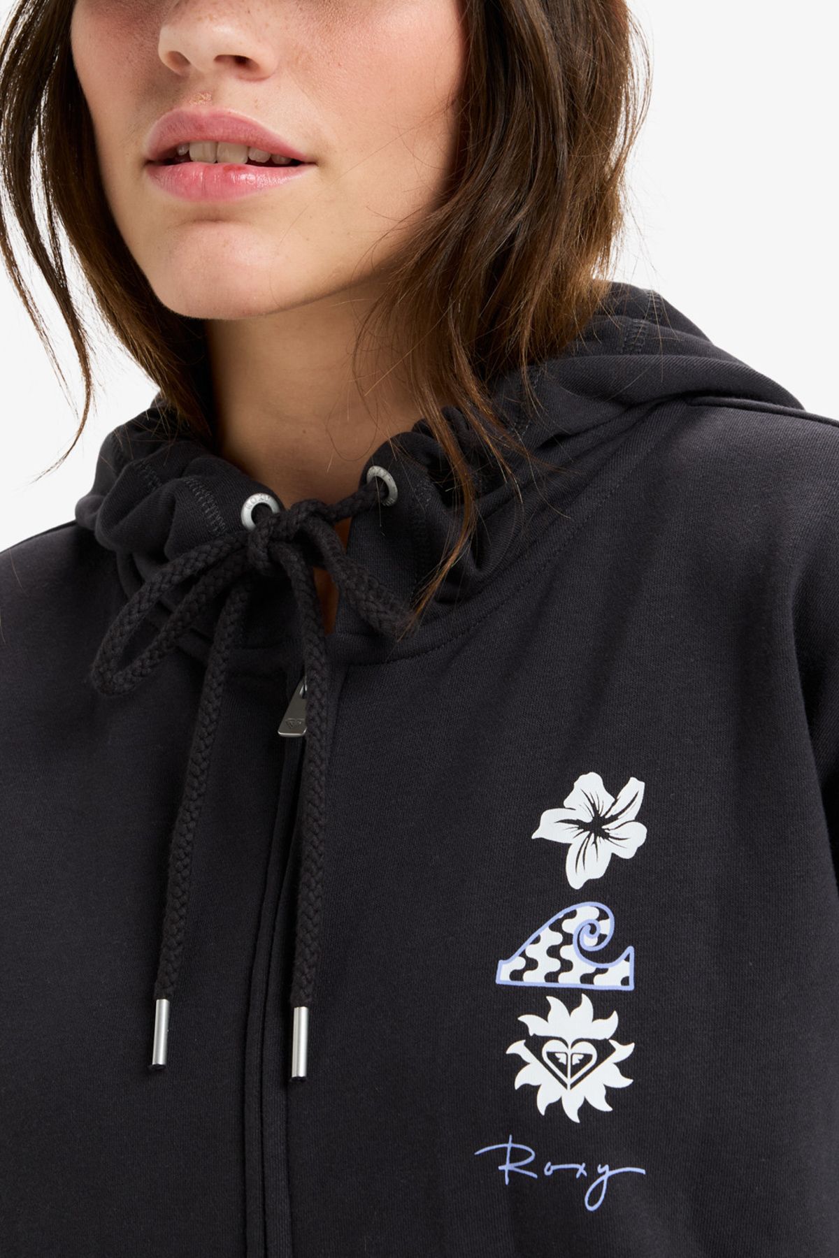 Roxy-Sweatshirt mit durchgehendem Reißverschluss für Damen – Algodon und Polyester Blend Terry Fleece 3