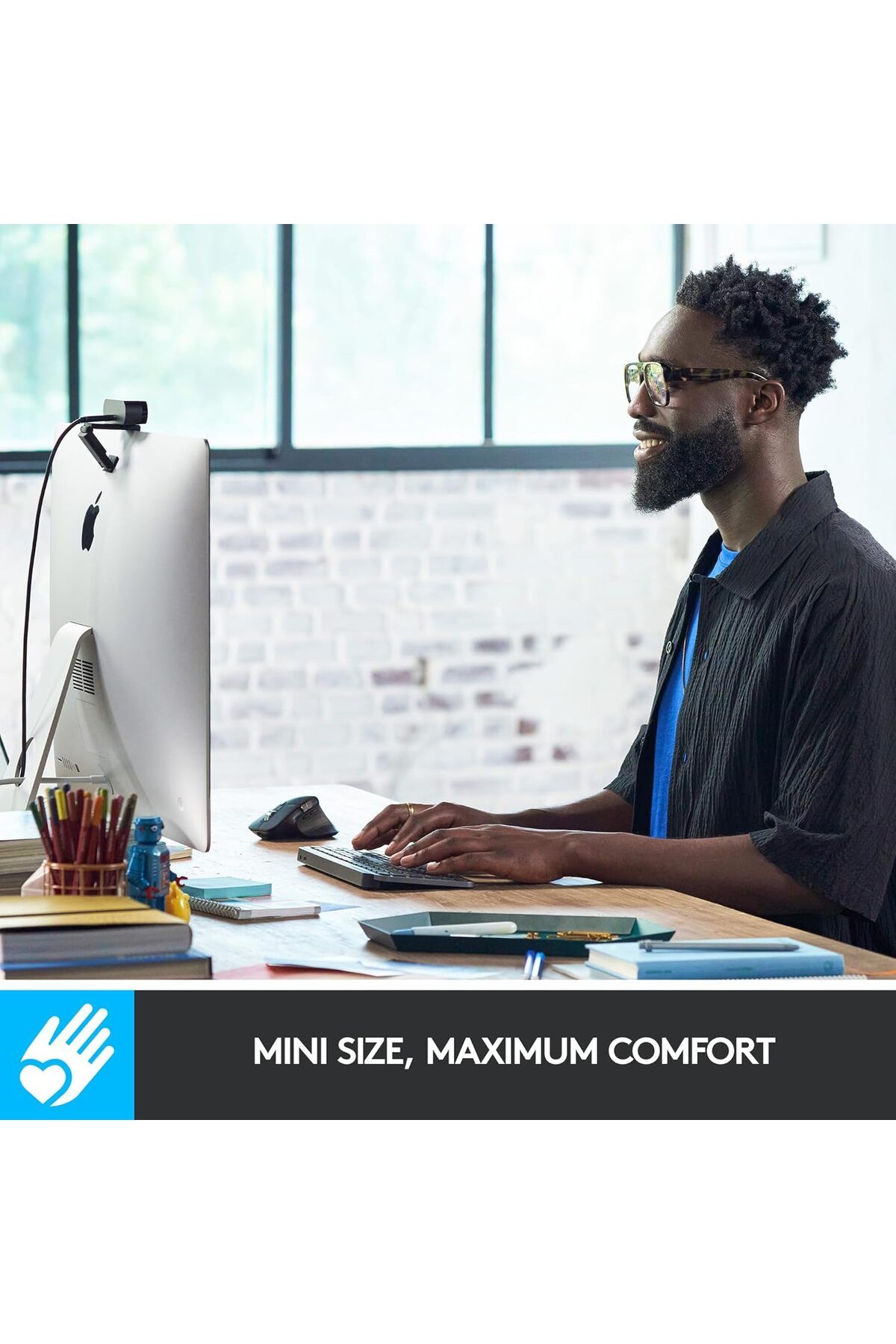 logitech-لوحة مفاتيح MX Keys Mini Minimalist اللاسلكية المضيئة، صغيرة الحجم، بلوتوث، إضاءة خلفية، USB-C، 8