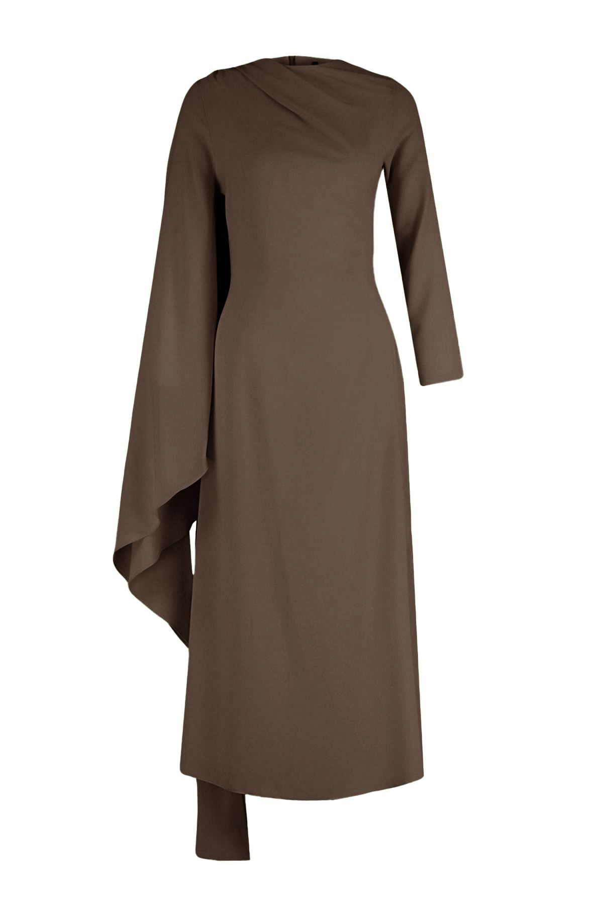 Trendyol Modest-Nerzfarbenes, detailliertes, gefüttertes Abendkleid TCTSS24DB00036 6