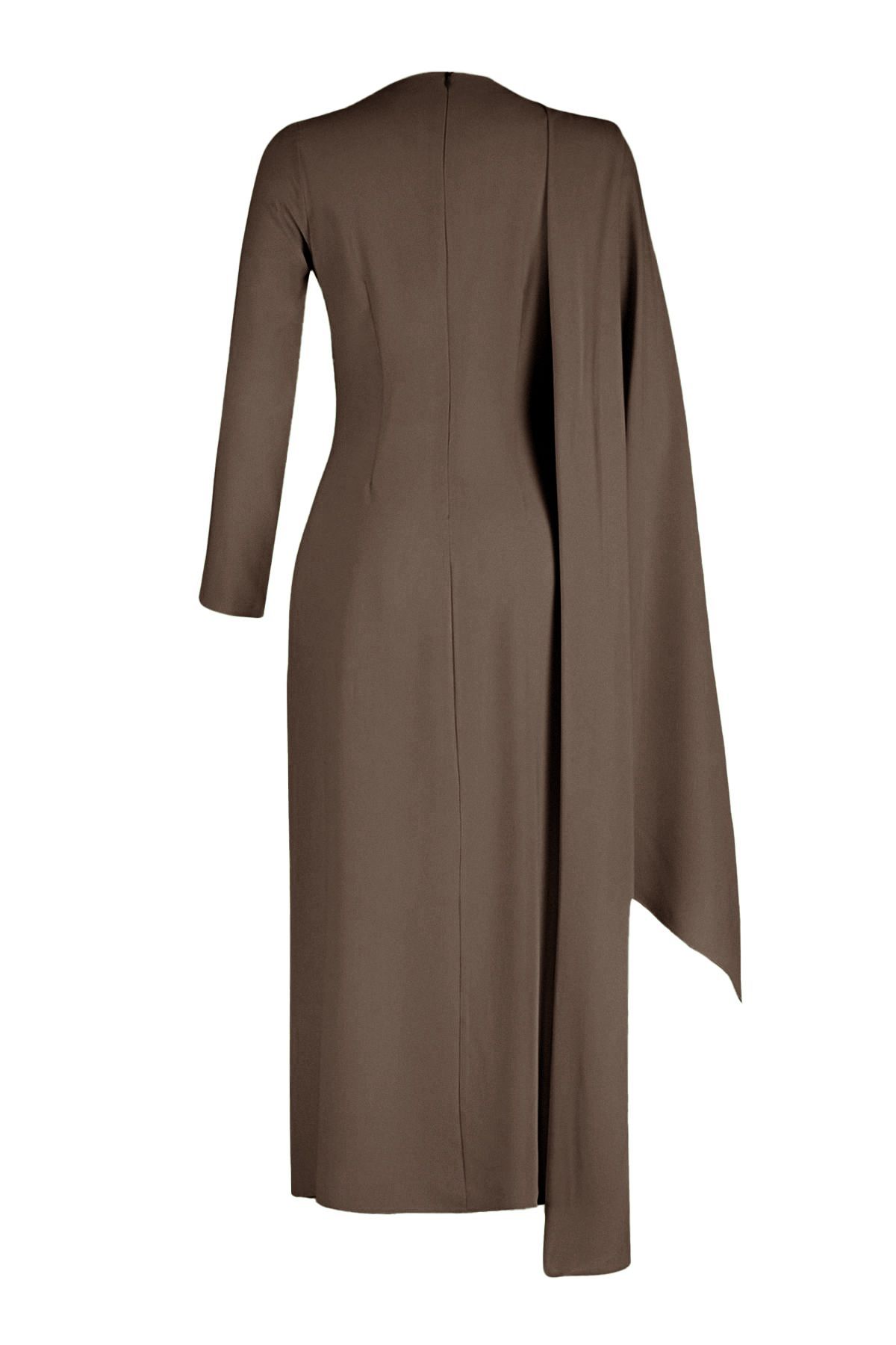 Trendyol Modest-Nerzfarbenes, detailliertes, gefüttertes Abendkleid TCTSS24DB00036 7