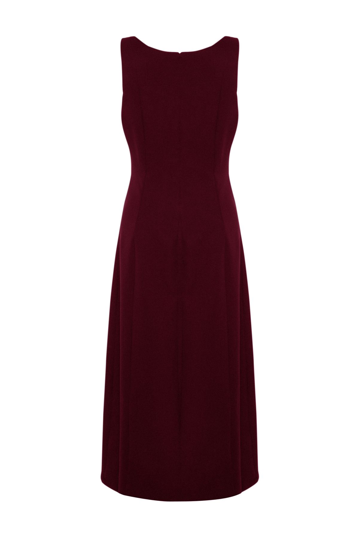 Trendyol Modest-Burgundowa sukienka kamizelka z kwadratowym kołnierzykiem i haftem kamiennym TCTSS23EB00157 8