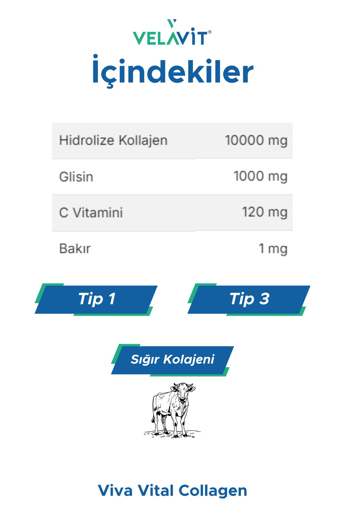 Velavit-Viva Vital - 10,000 Mg Extra Glycine Sachet Collagen 30 Powder 2