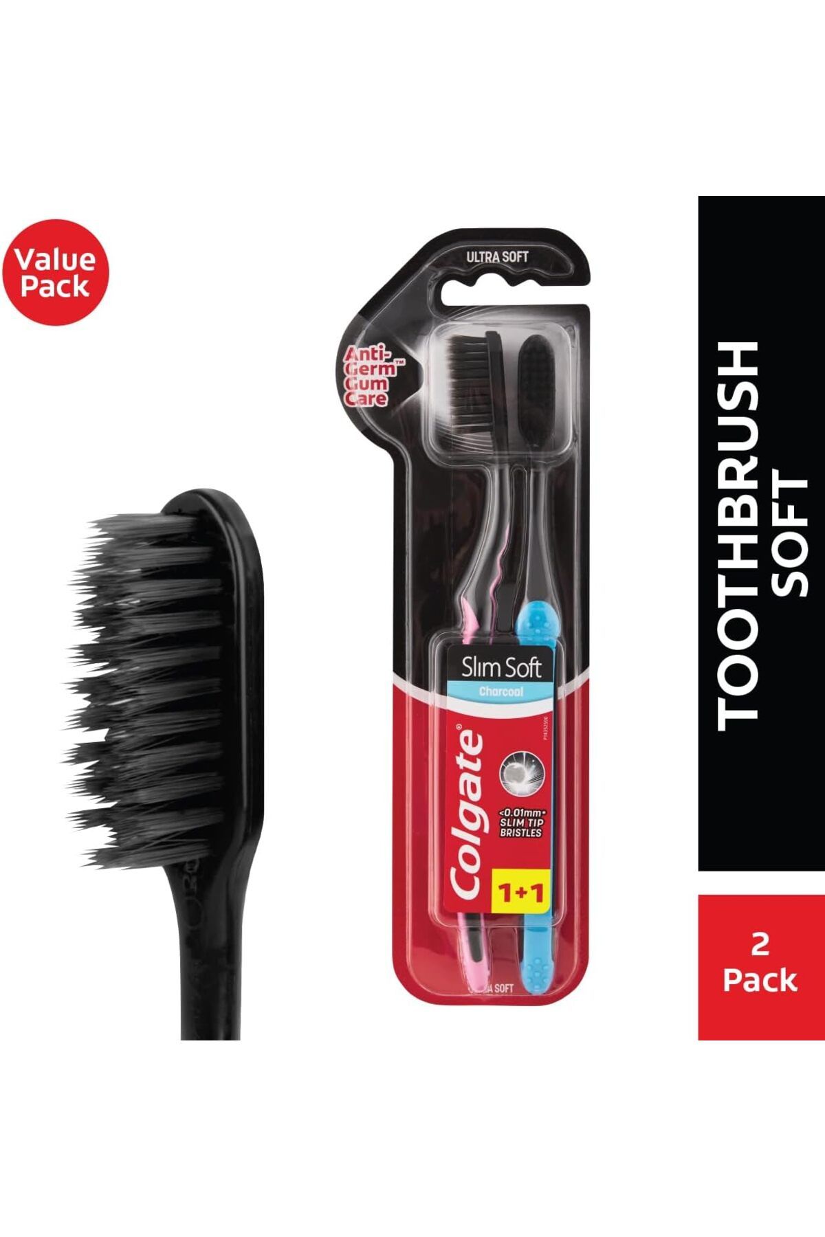 Colgate-فرشاة أسنان ناعمة للتنظيف الدقيق من الفحم الناعم 1 1 8
