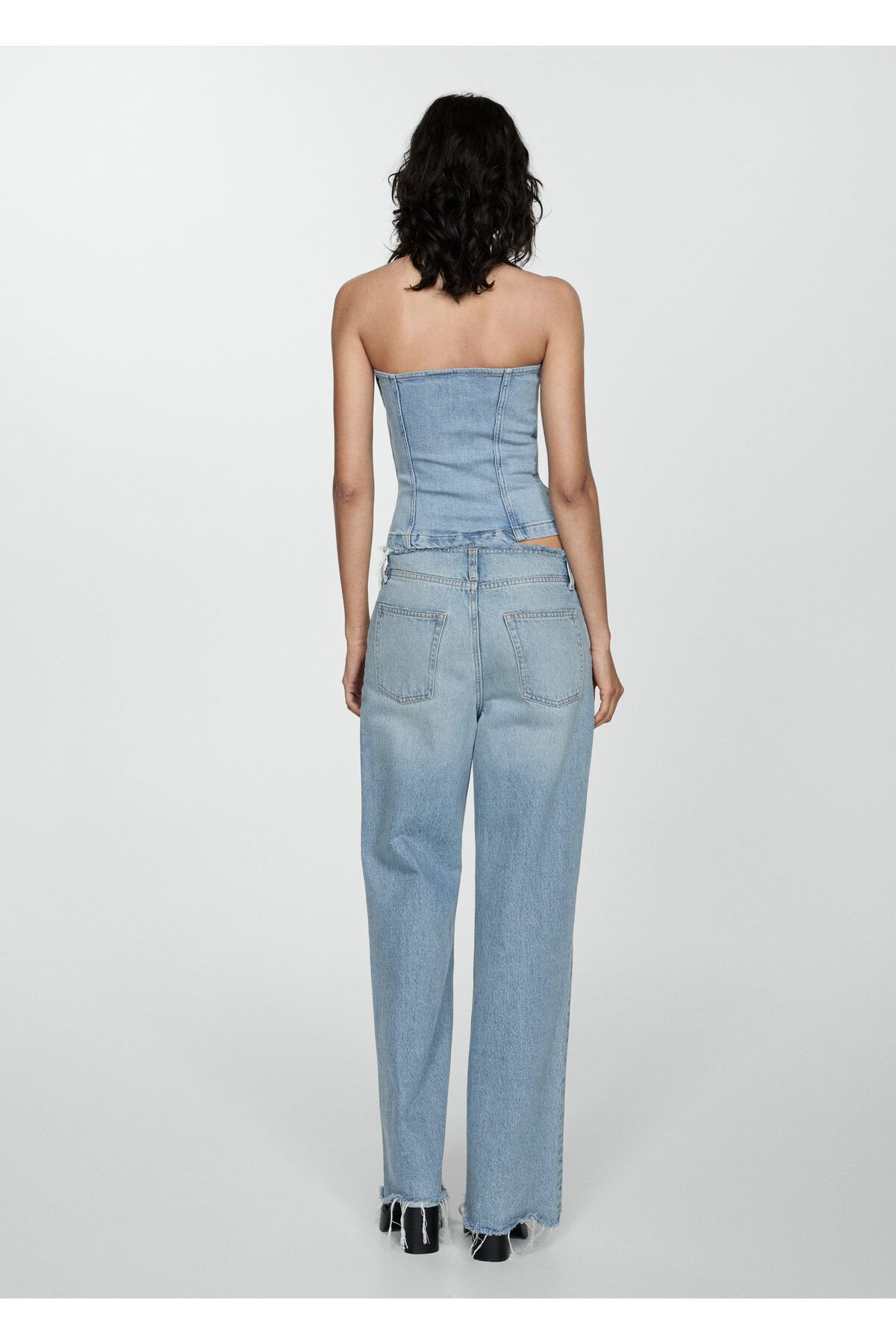MANGO-Średniej wielkości gorset damski w kolorze jeansu 77060376 7