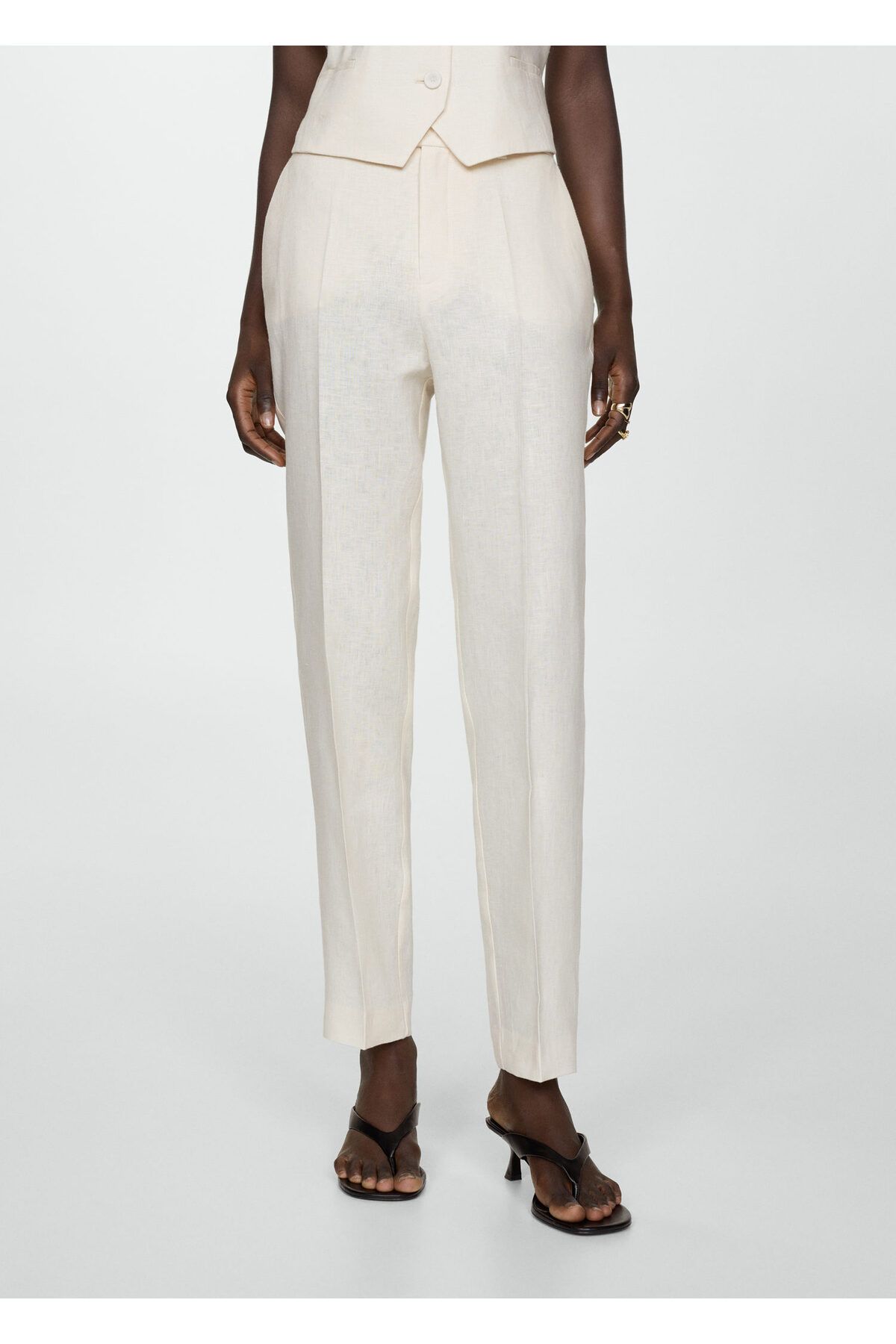 MANGO-Natural Women's Trousers 67897111 2