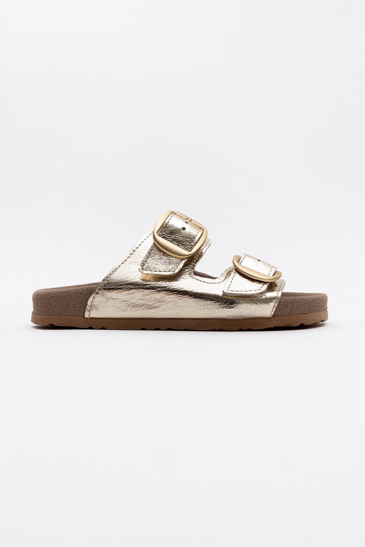 دمپایی طلایی زنانه Ovesta Gold Goloine چرمی Double Band Dlippers luvishoes