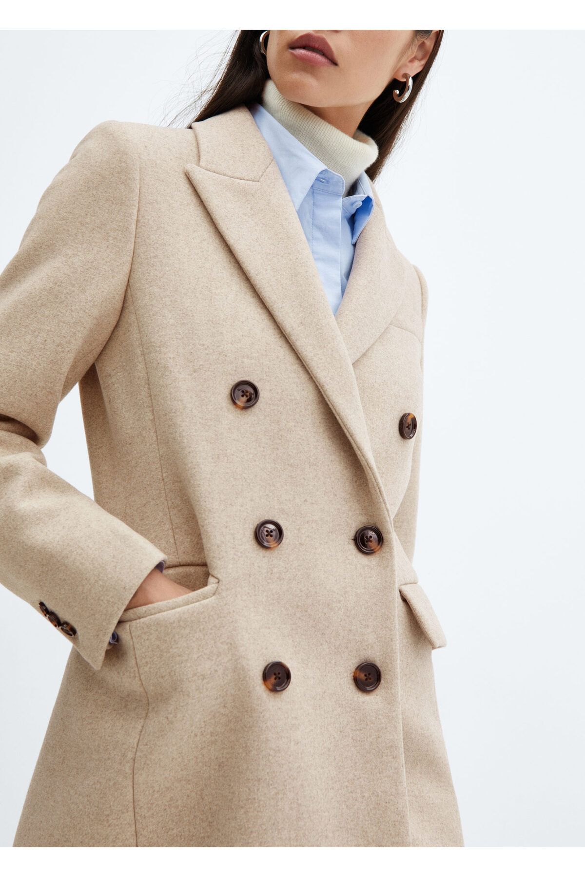 MANGO-Tan Women's Coat 57015141 7