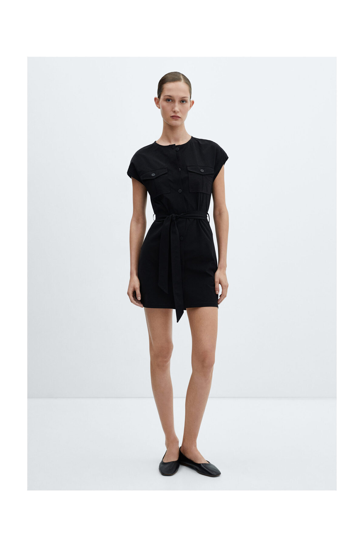 MANGO Woman-Rochie cu buzunare si detaliu fundita 7