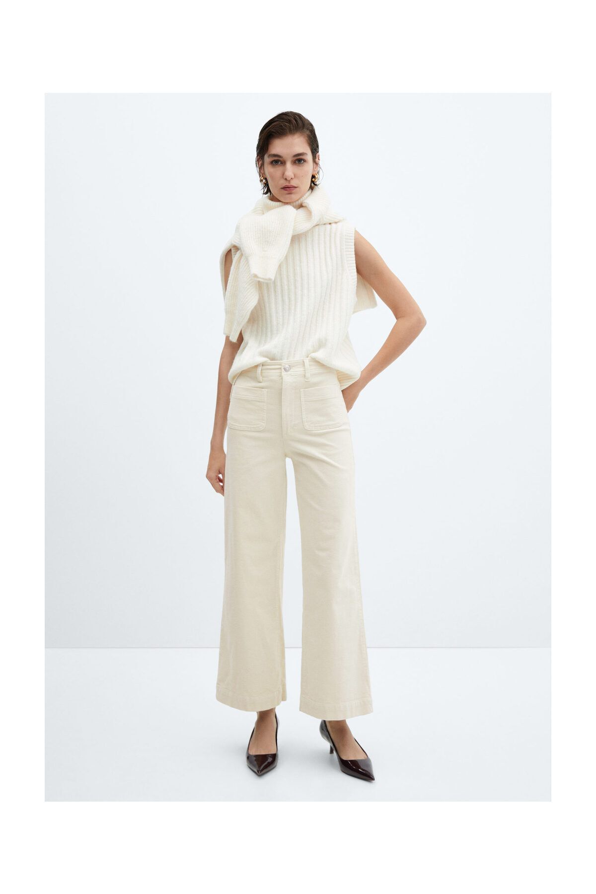 MANGO Woman-Corduroy culotte pants 10
