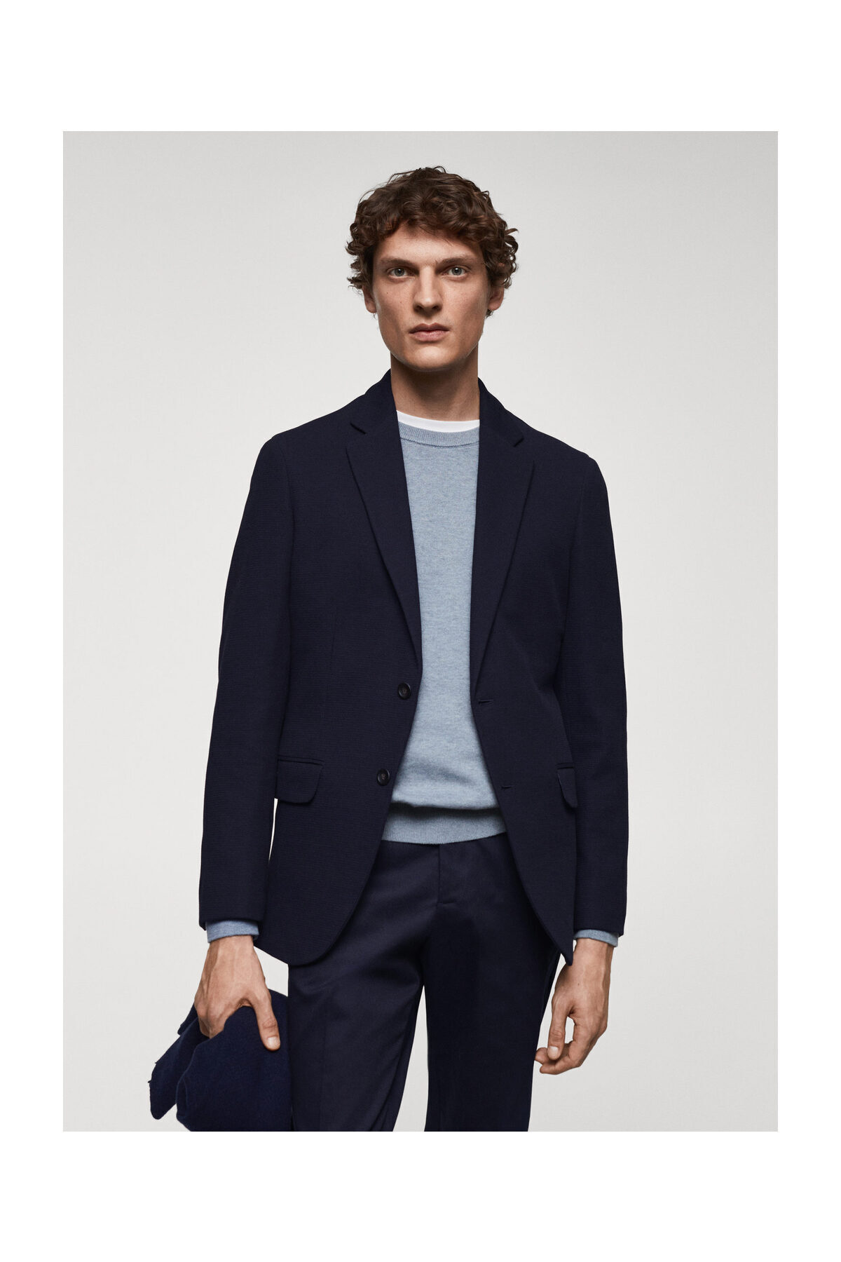 MANGO Man-Structured slim fit cotton blazer 8