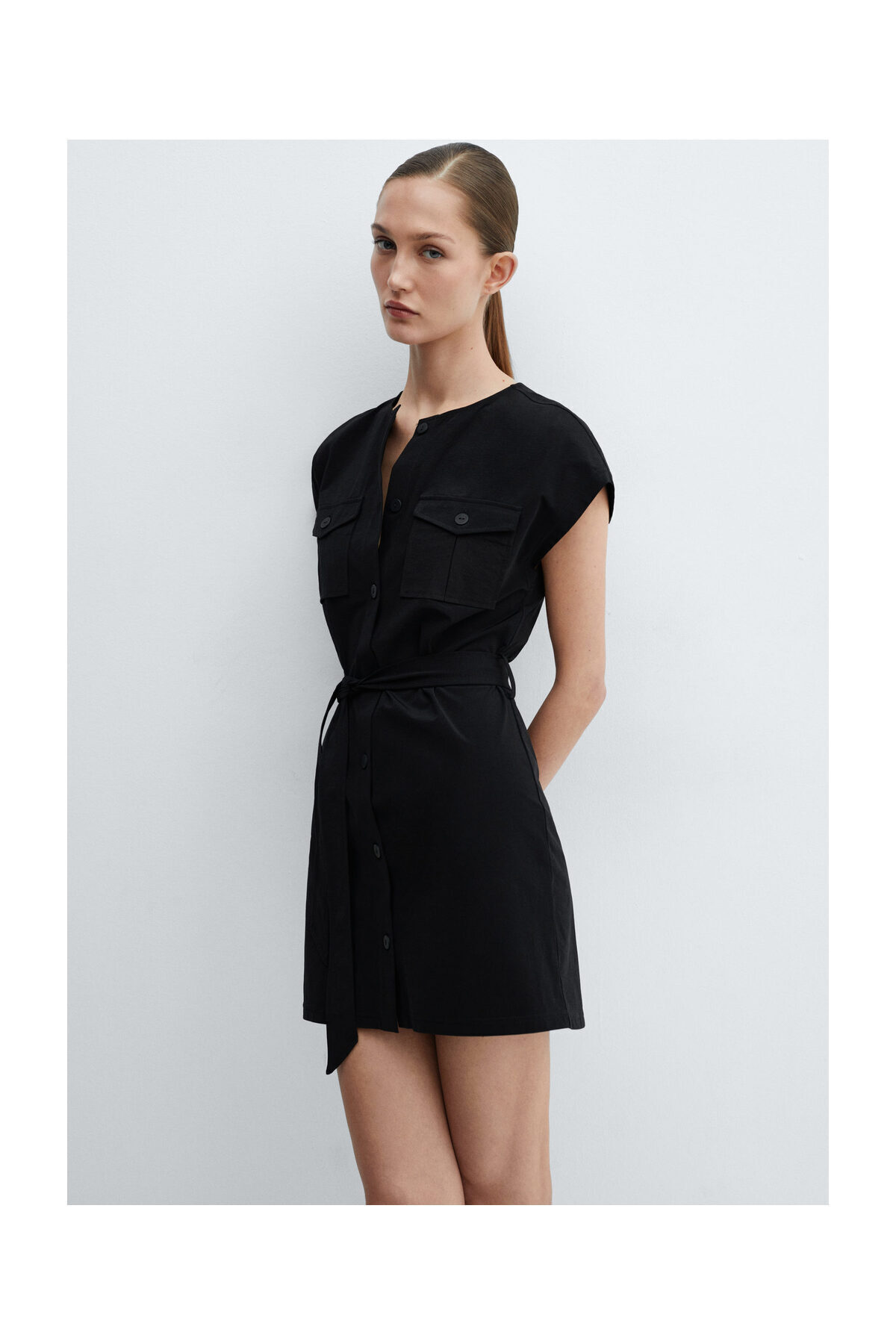 MANGO Woman-Rochie cu buzunare si detaliu fundita 4