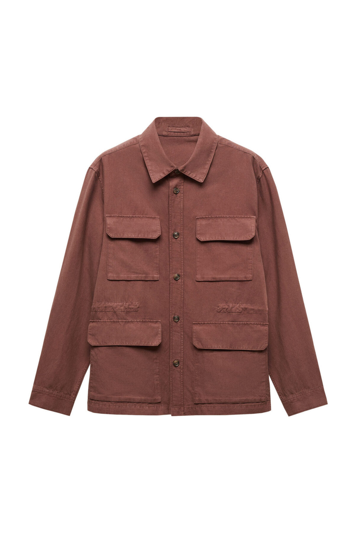 MANGO Man-Linen overshirt with pockets 3