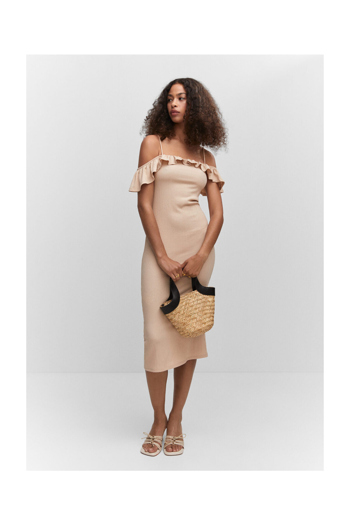 MANGO Woman-Strukturiertes Rüschenkleid 7