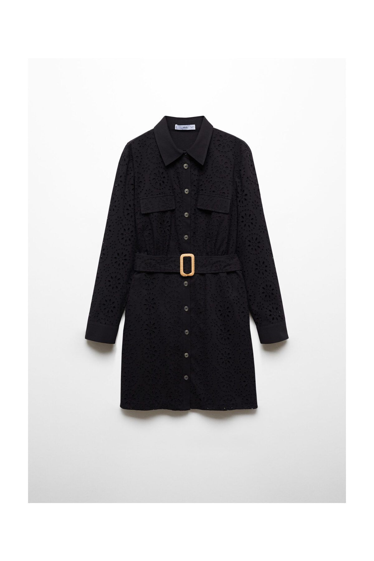 MANGO Woman-Swiss embroidered shirt dress 1
