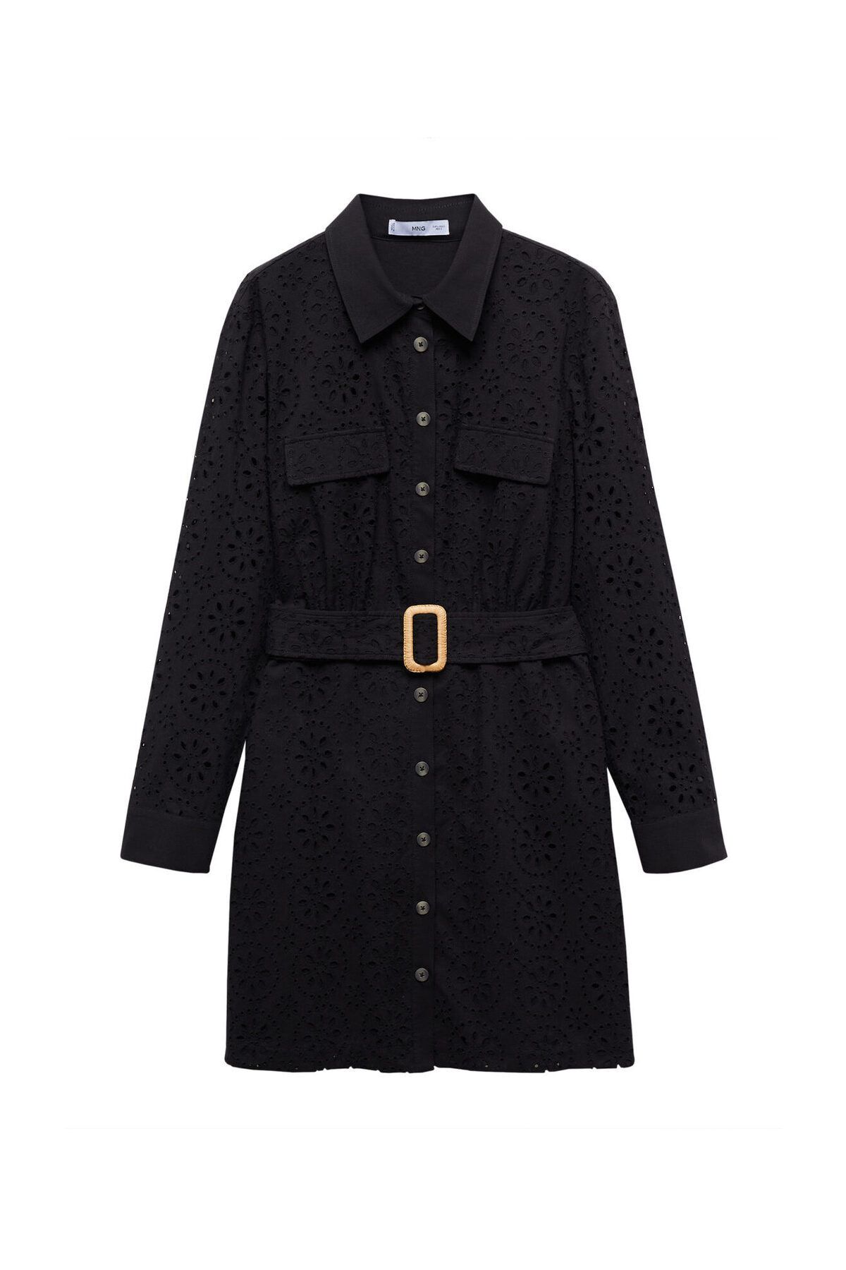 MANGO Woman-Swiss embroidered shirt dress 2