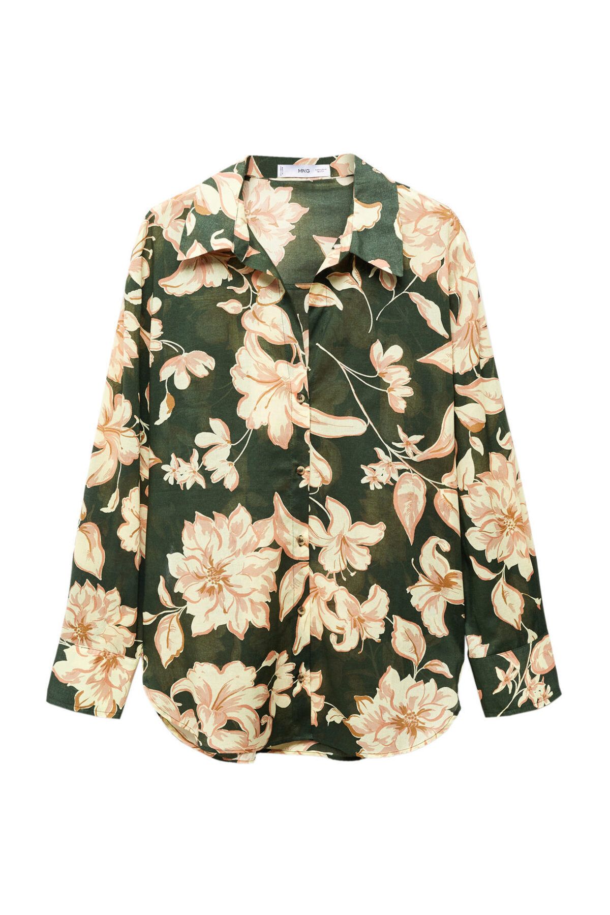 MANGO Woman-Cotton flower shirt 2