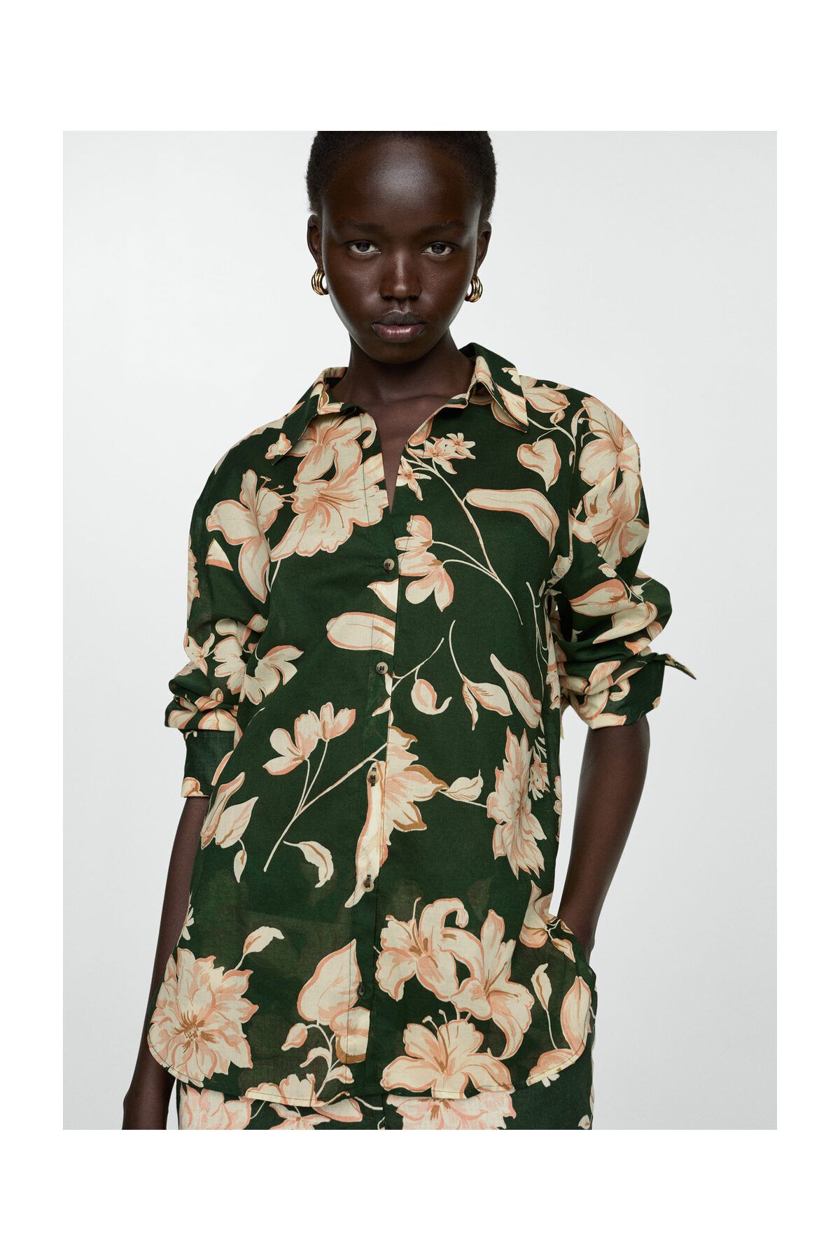 MANGO Woman-Cotton flower shirt 9