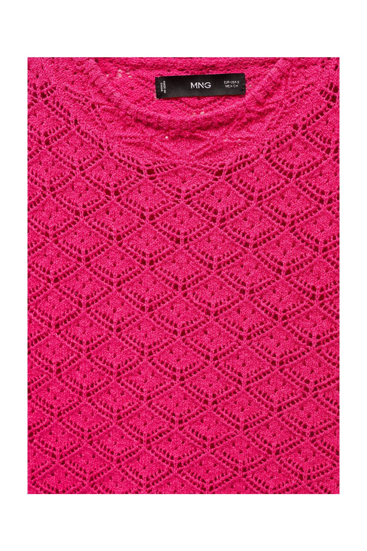 MANGO Woman-Pulover ajurat cu maneca scurta 4