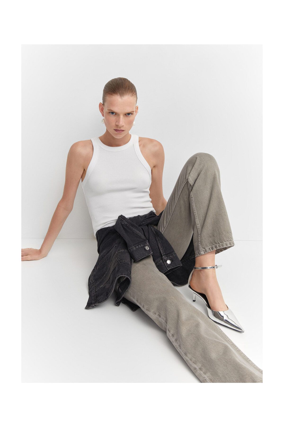 MANGO Woman-Top cu nervuri din amestec de bumbac 7