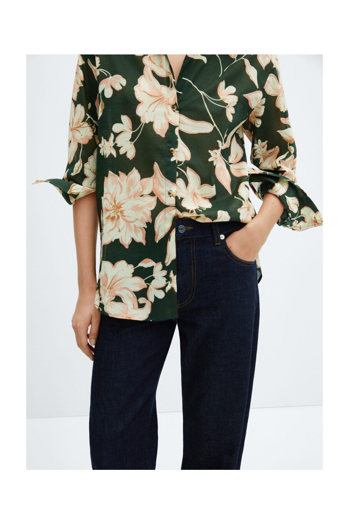 MANGO Woman-Cotton flower shirt 5
