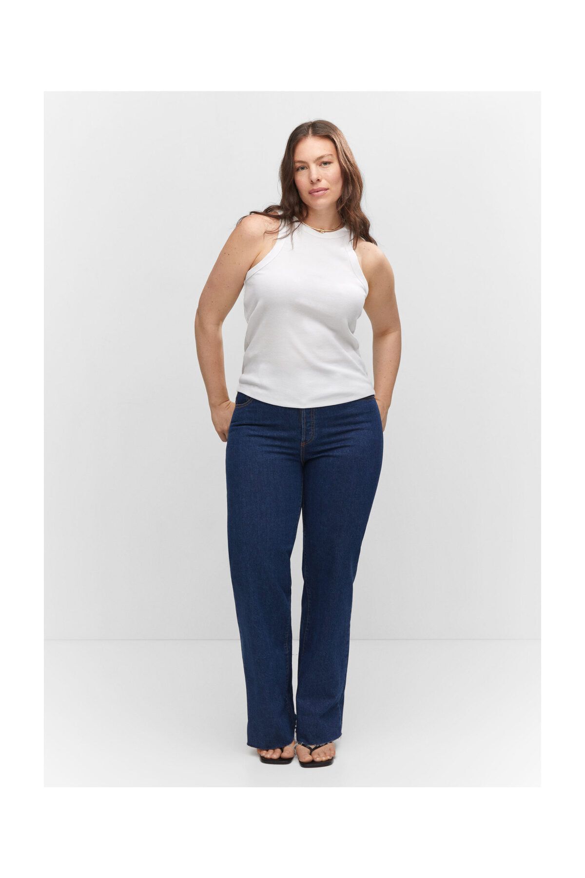 MANGO Woman-Top cu nervuri din amestec de bumbac 8